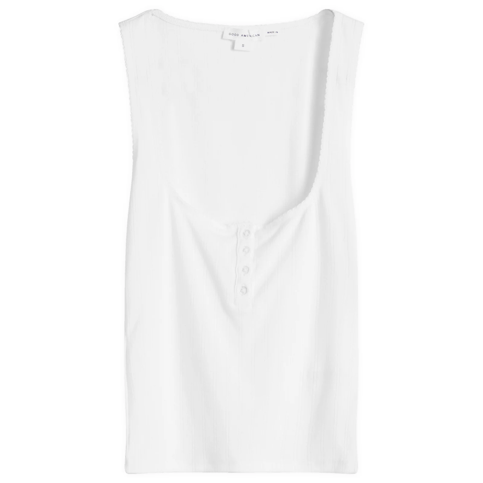 Good American Pointelle Henley Tank Top