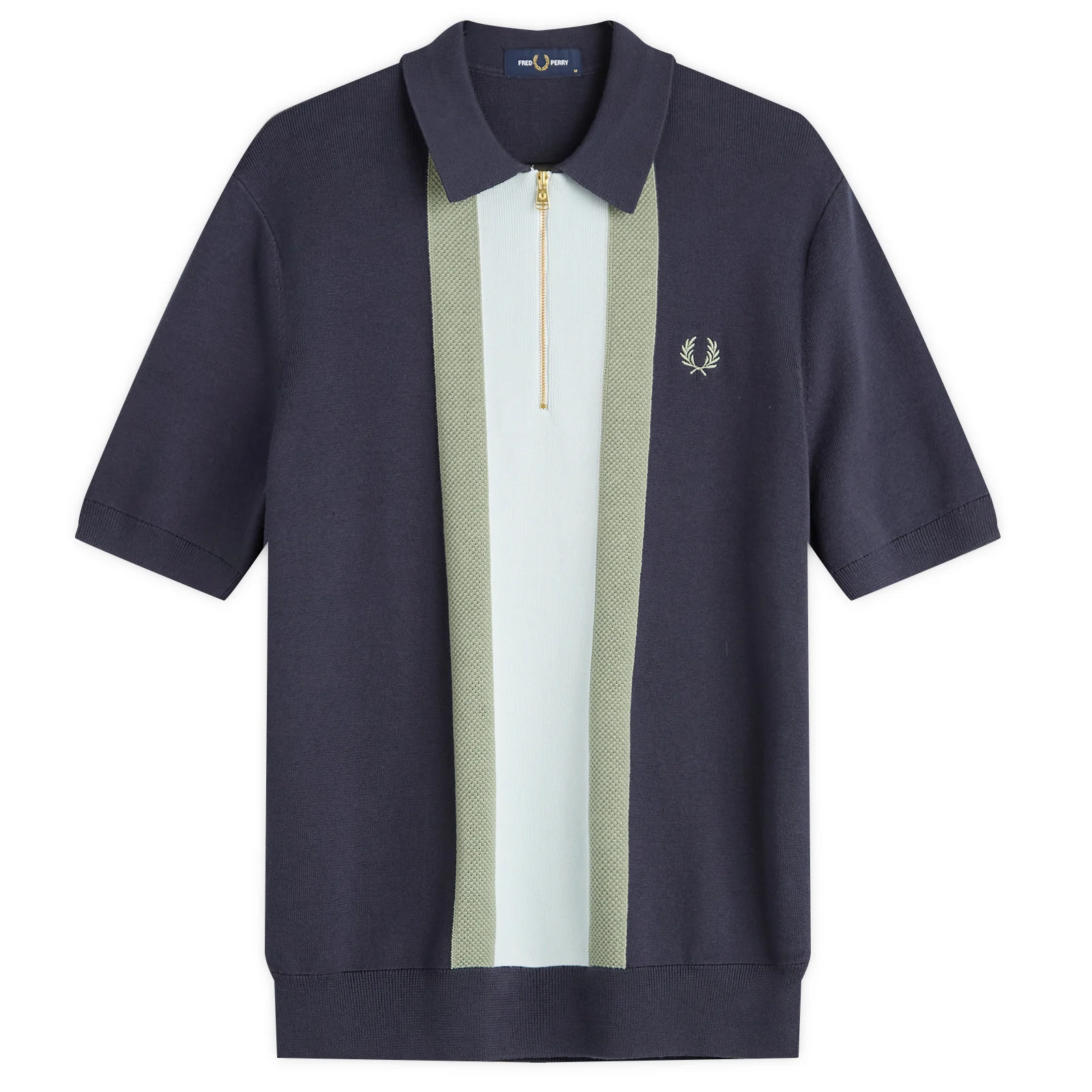 Fred Perry Textured Stripe Knitted Zip Polo Shirt