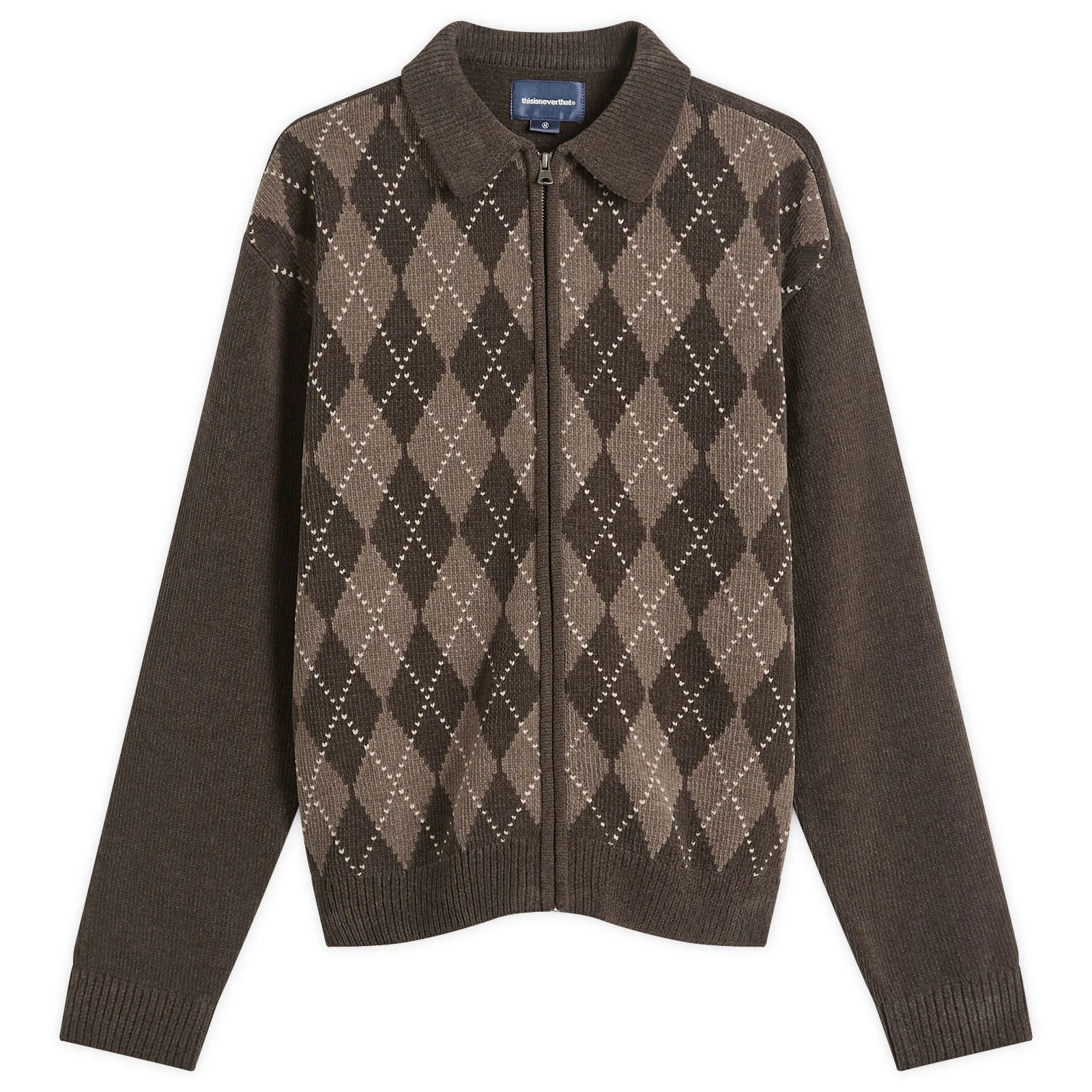 thisisneverthat Argyle Zip Knit Cardigan