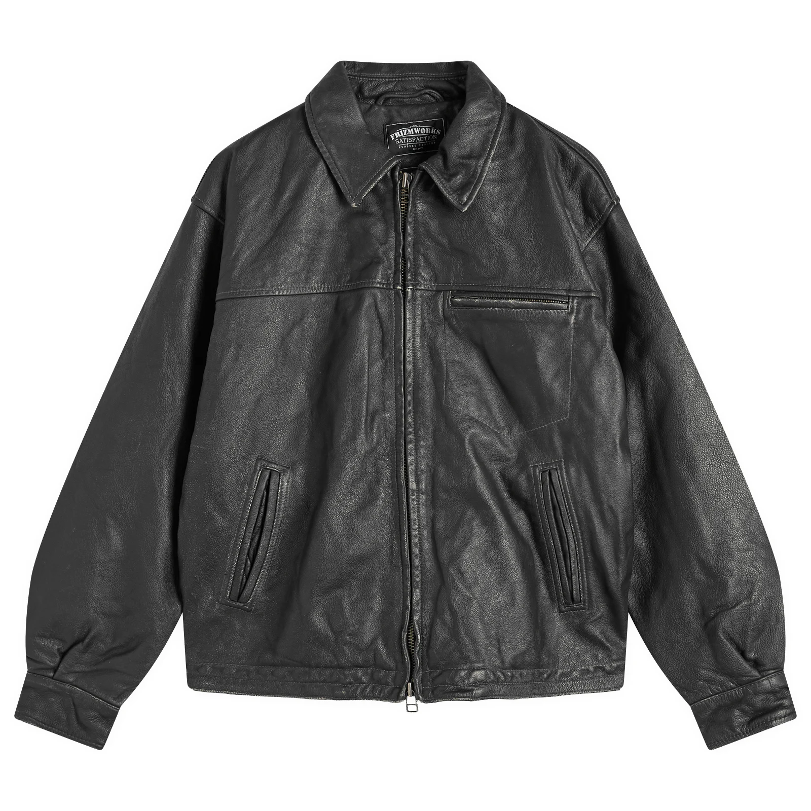 FrizmWORKS Destroyed Cowhide Leather Jacket