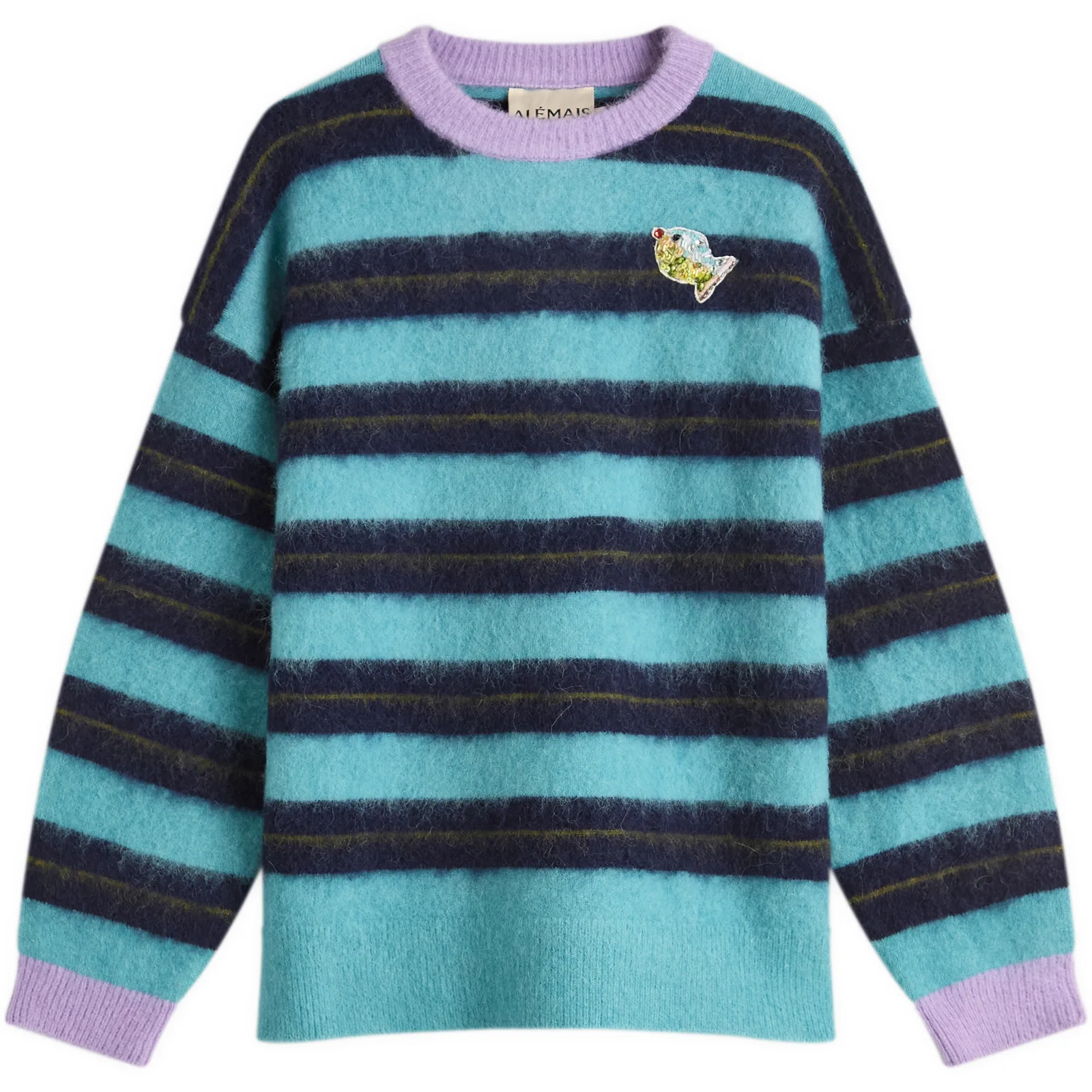 ALÉMAIS Domenica Teal Stripe Sweater