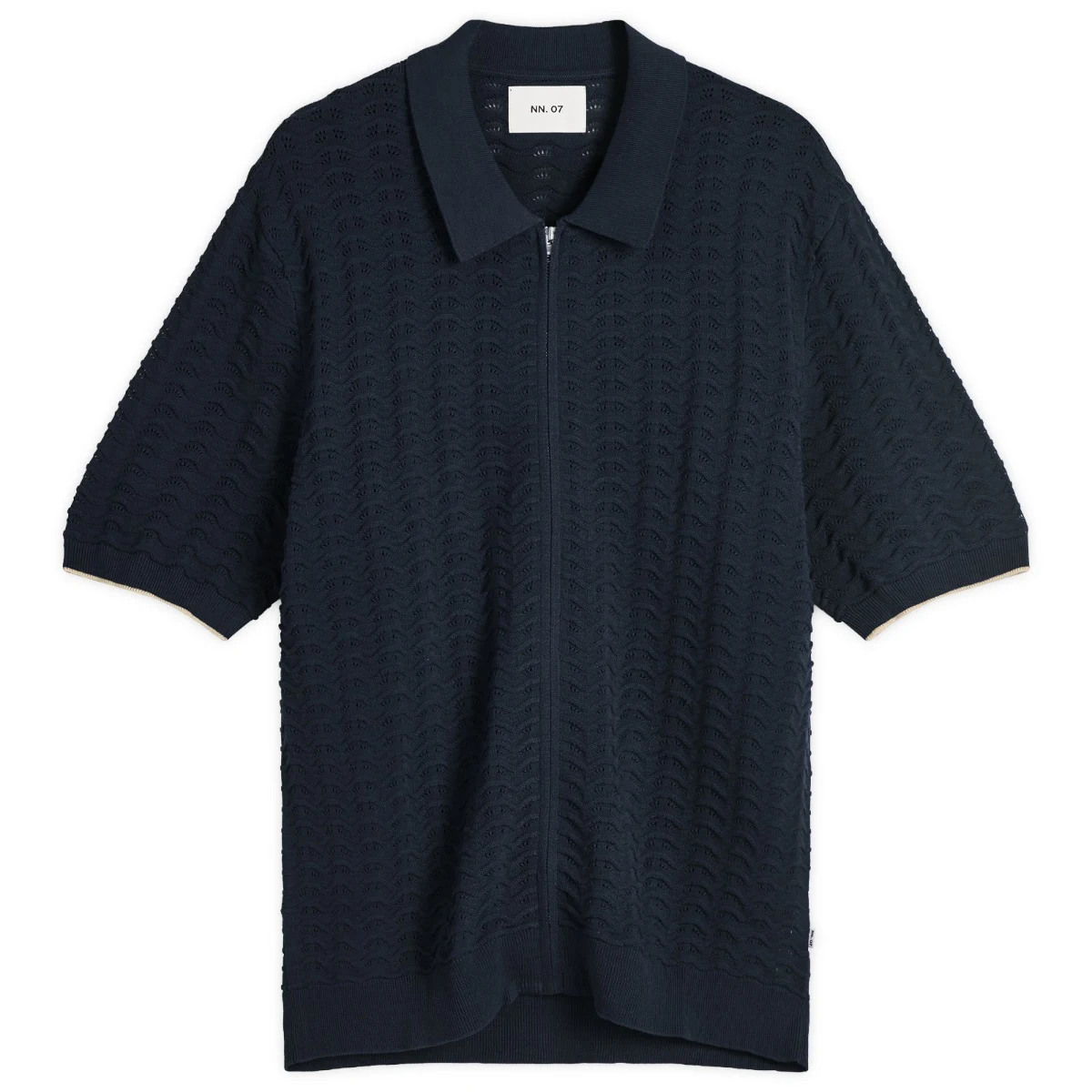 NN07 Gustav Pointelle Stitch Zip Polo