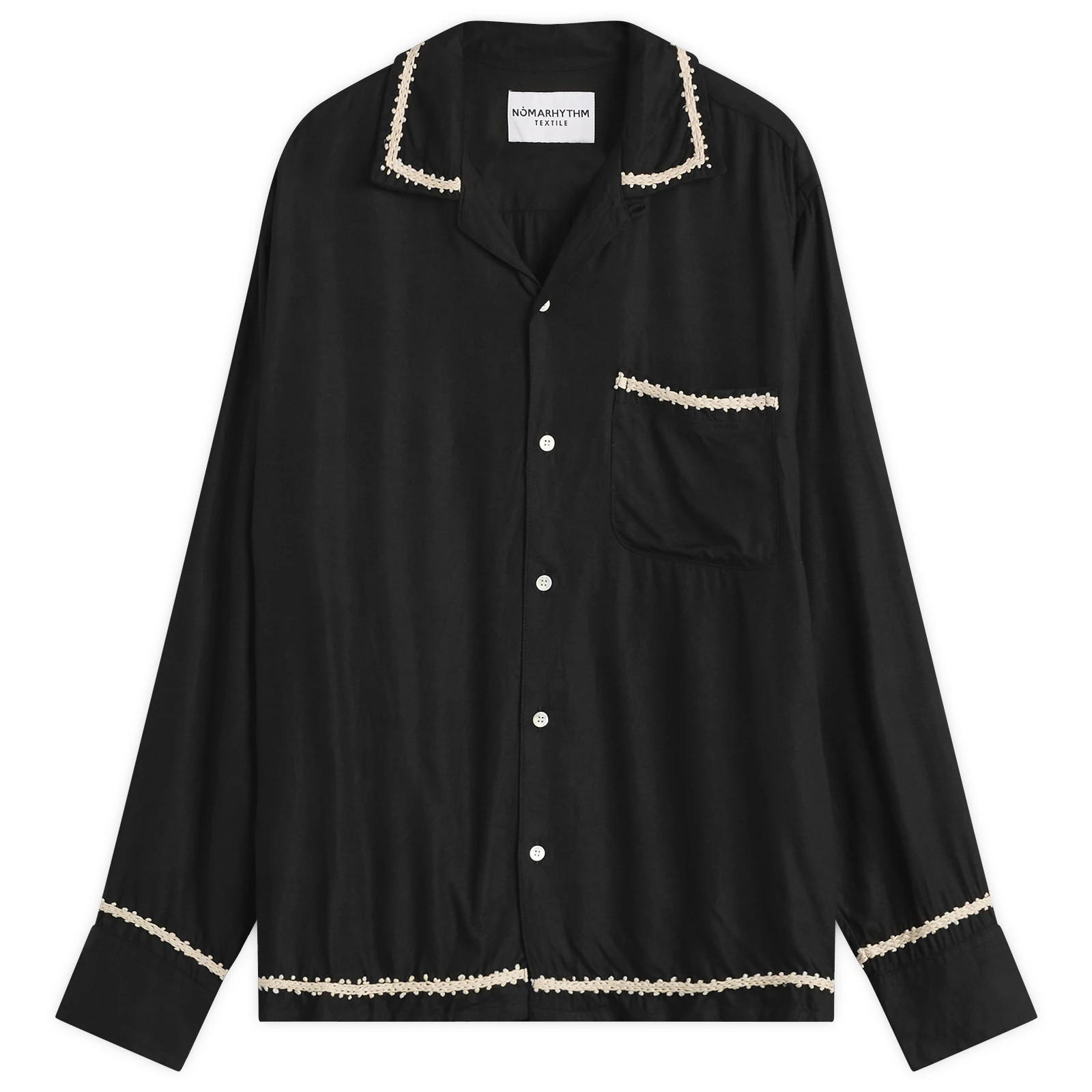 NOMARHYTHM TEXTILE Trim Embroidery Open Collar Shirt