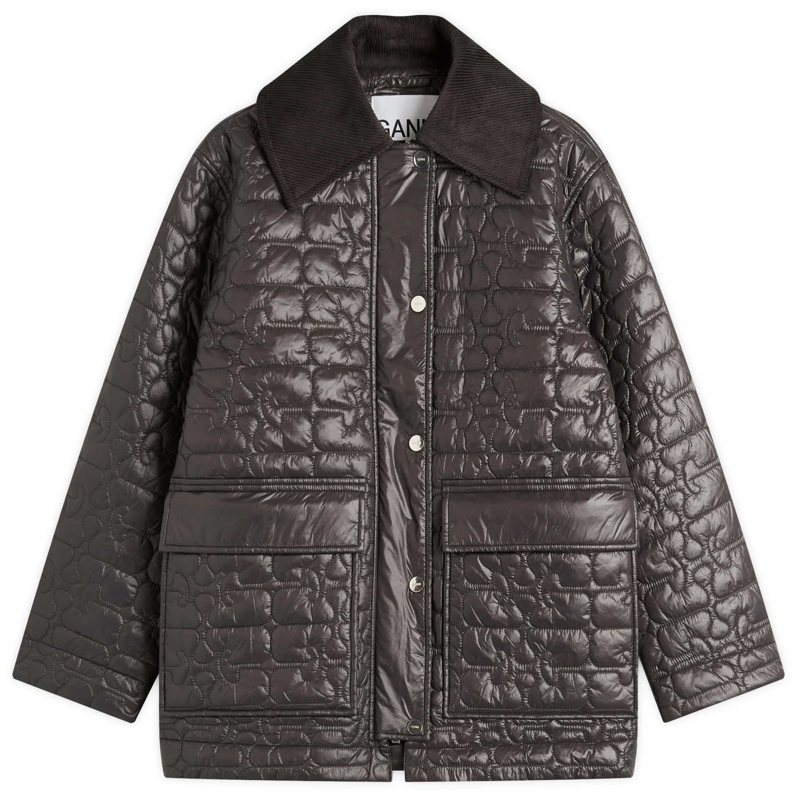GANNI Shiny Quilt Midi Jacket