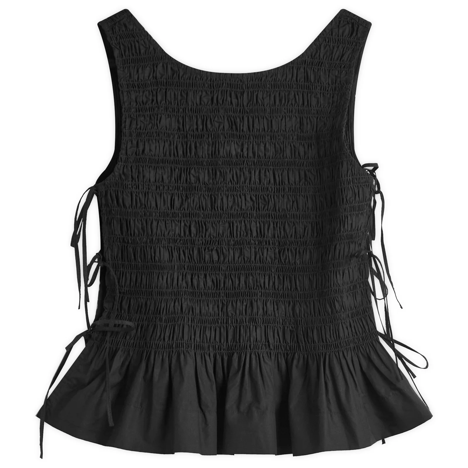 GANNI Cotton Poplin Smock Tie String Top