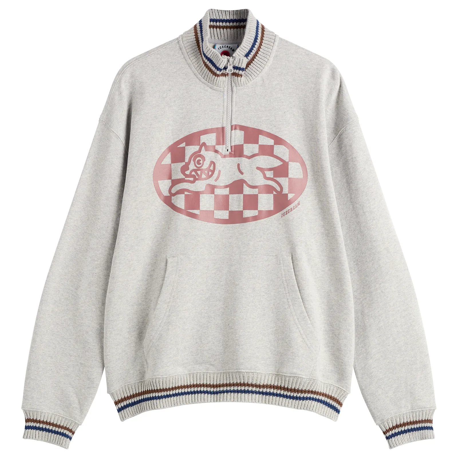 ICECREAM Checker Running Dog Quarter Zip Sweatshirt