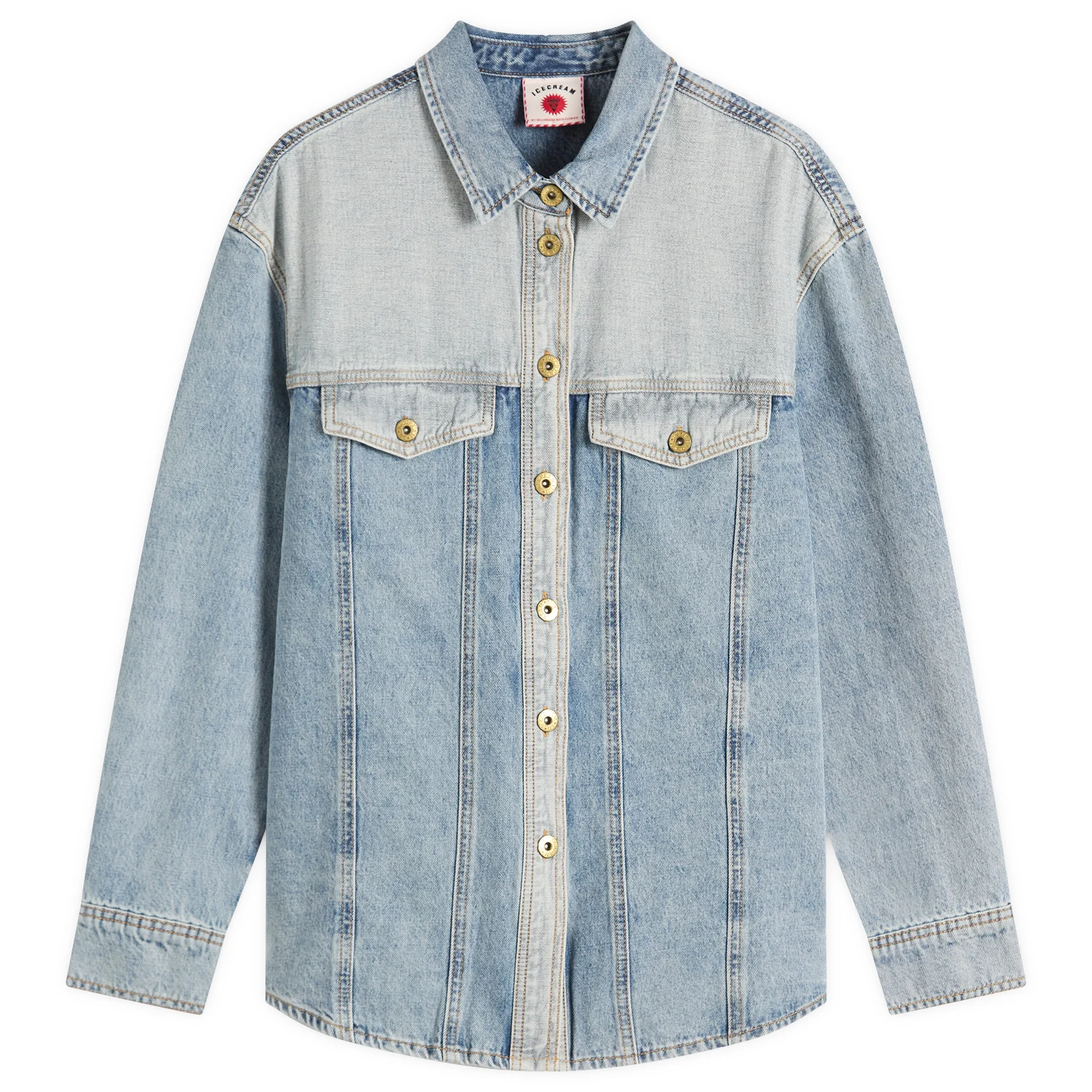 ICECREAM Applique Running Dog Denim Shirt