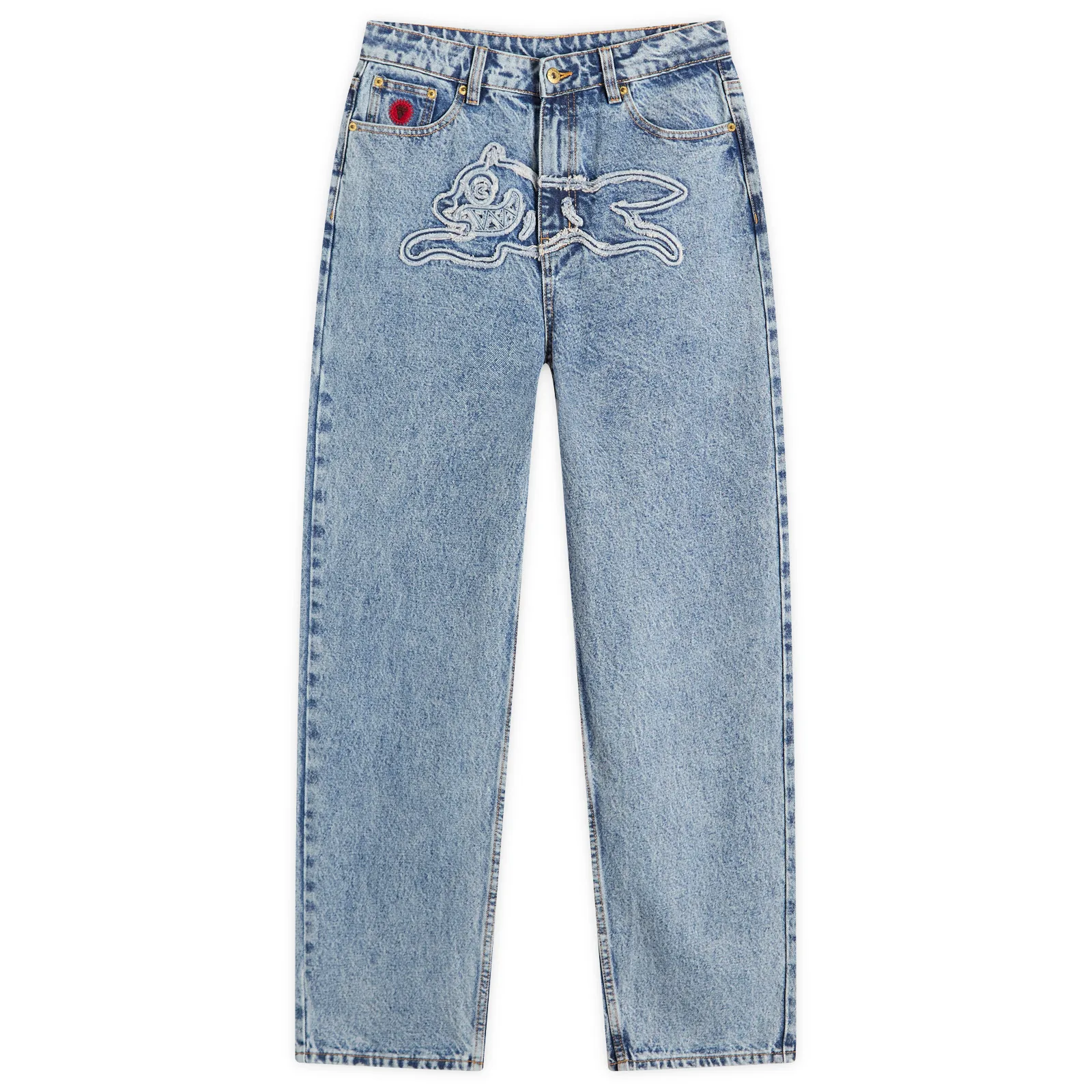 ICECREAM Applique Running Dog Denim Pants