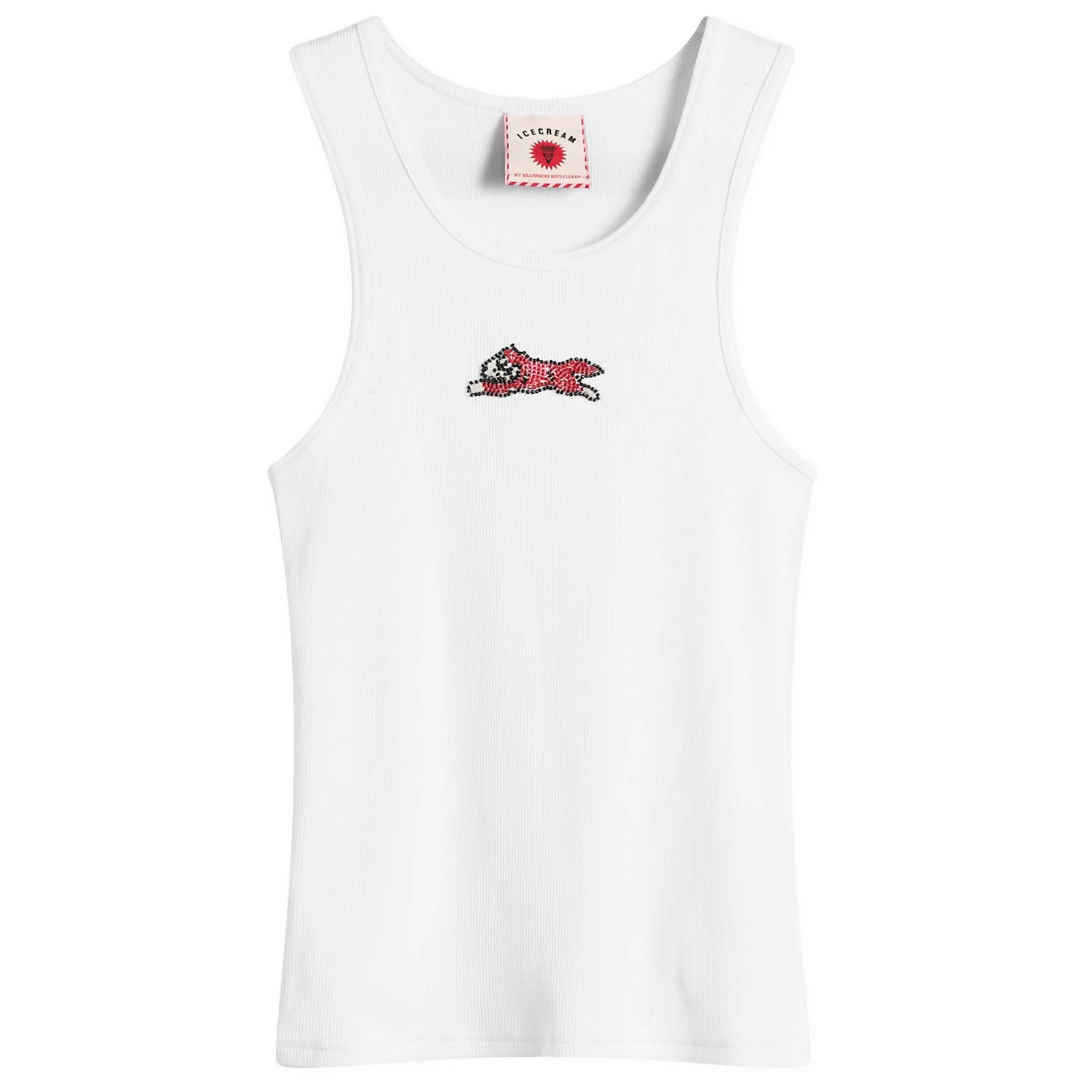 ICECREAM Beaded Running Dog Ribbed Vest Top
