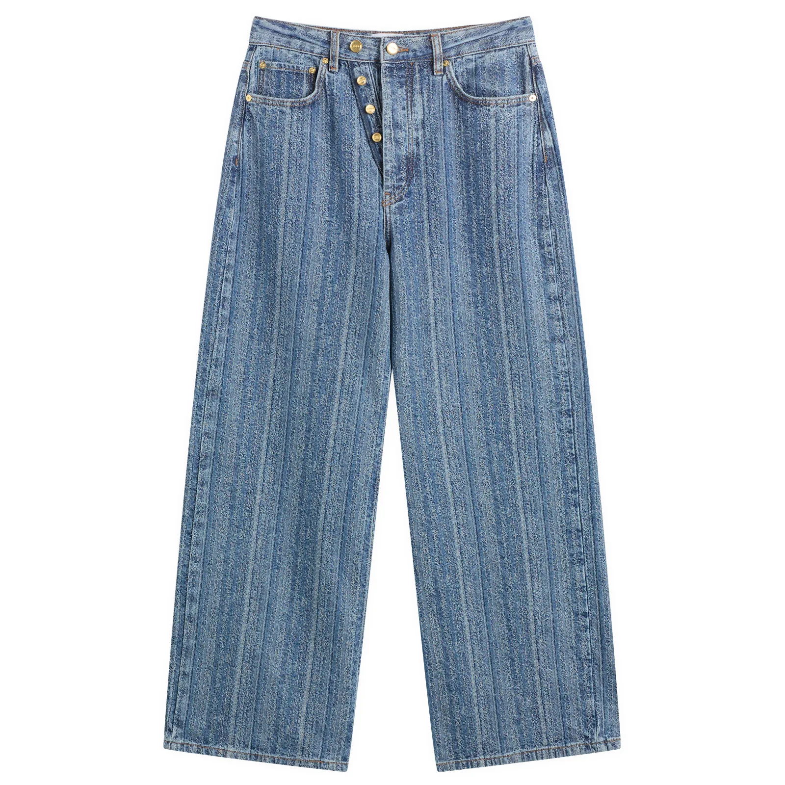 GANNI Structured Denim Double Fly Baggy Jeans