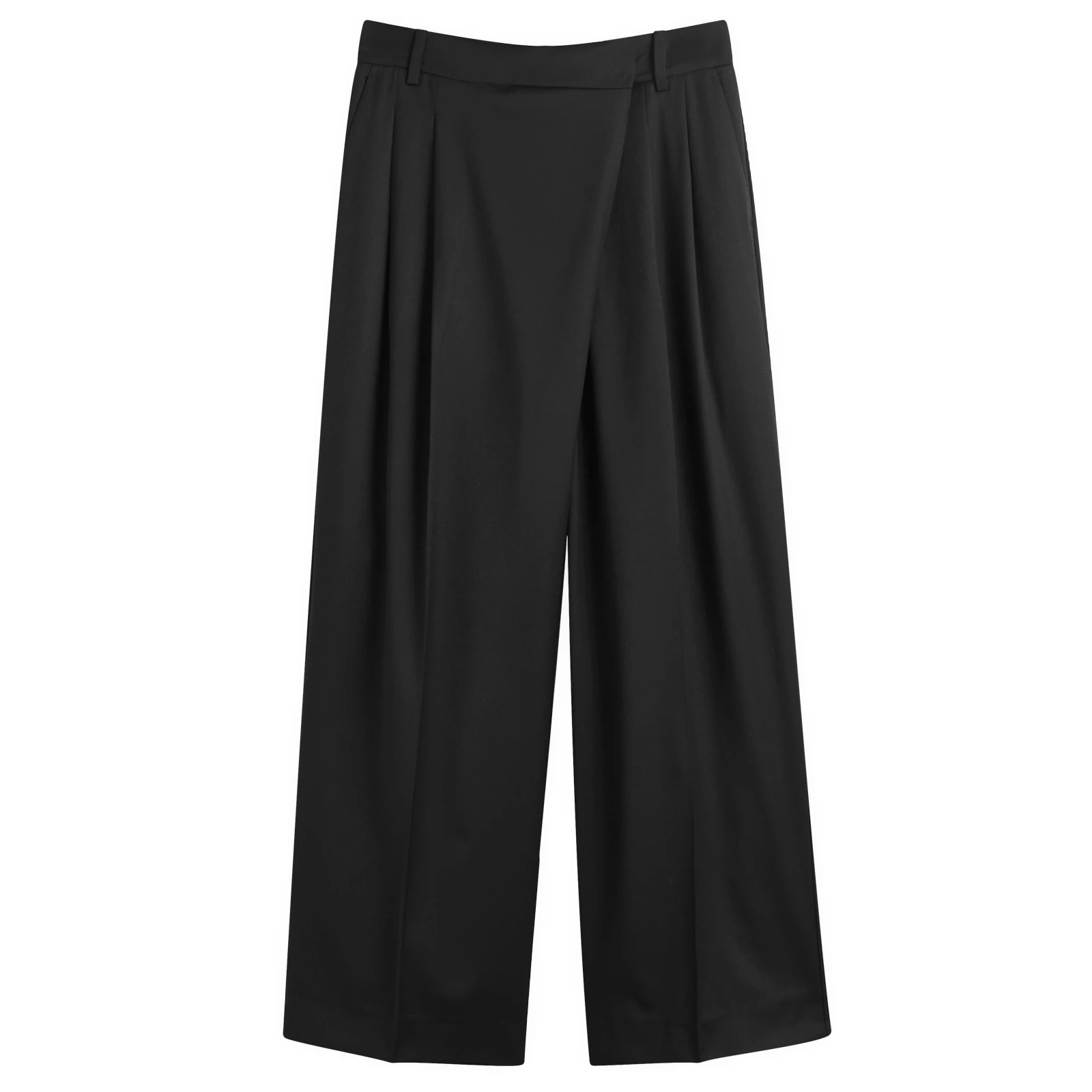 GANNI Calendered Wool Mid Waist Pants
