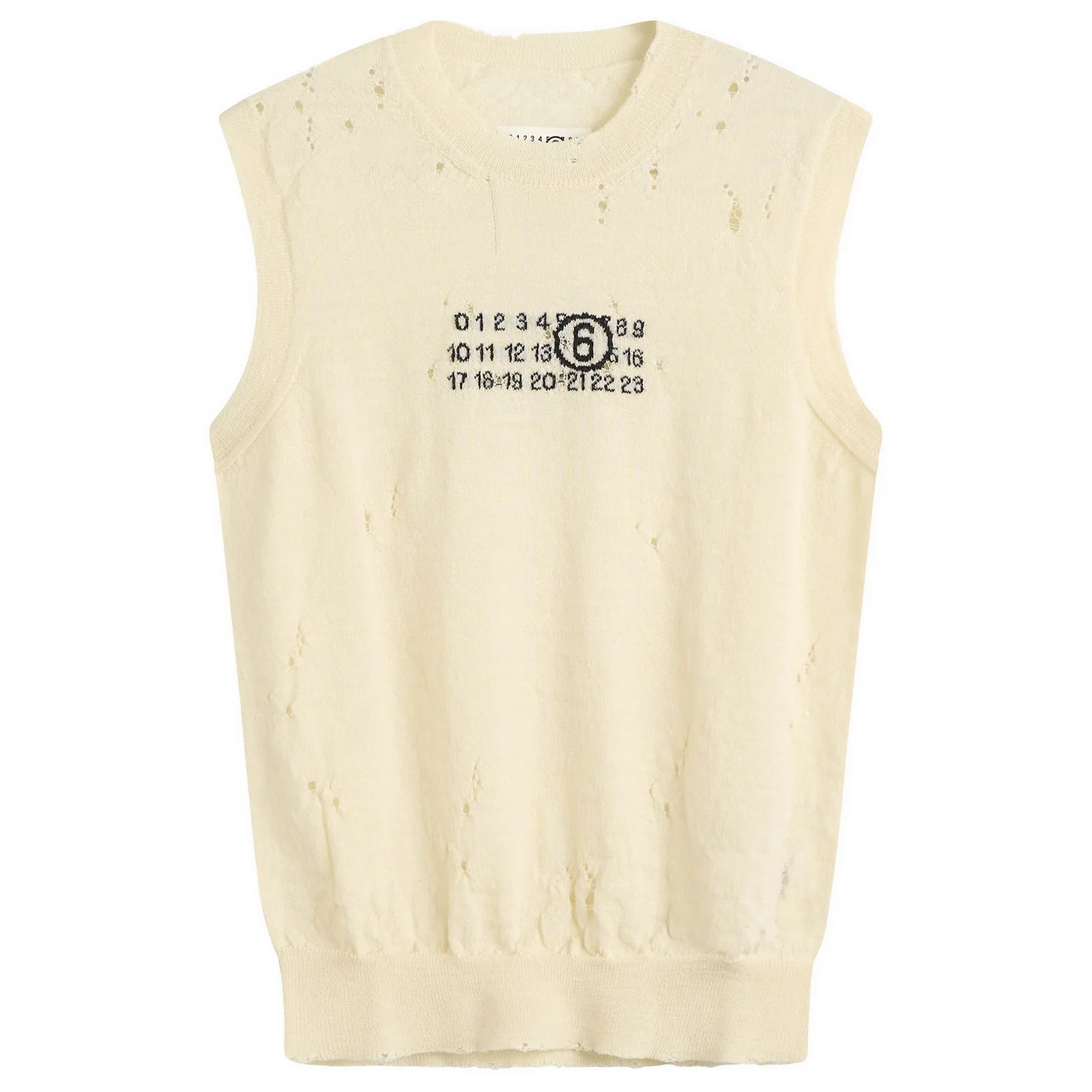 MM6 Maison Margiela Numbers Logo Distressed Knitted Vest