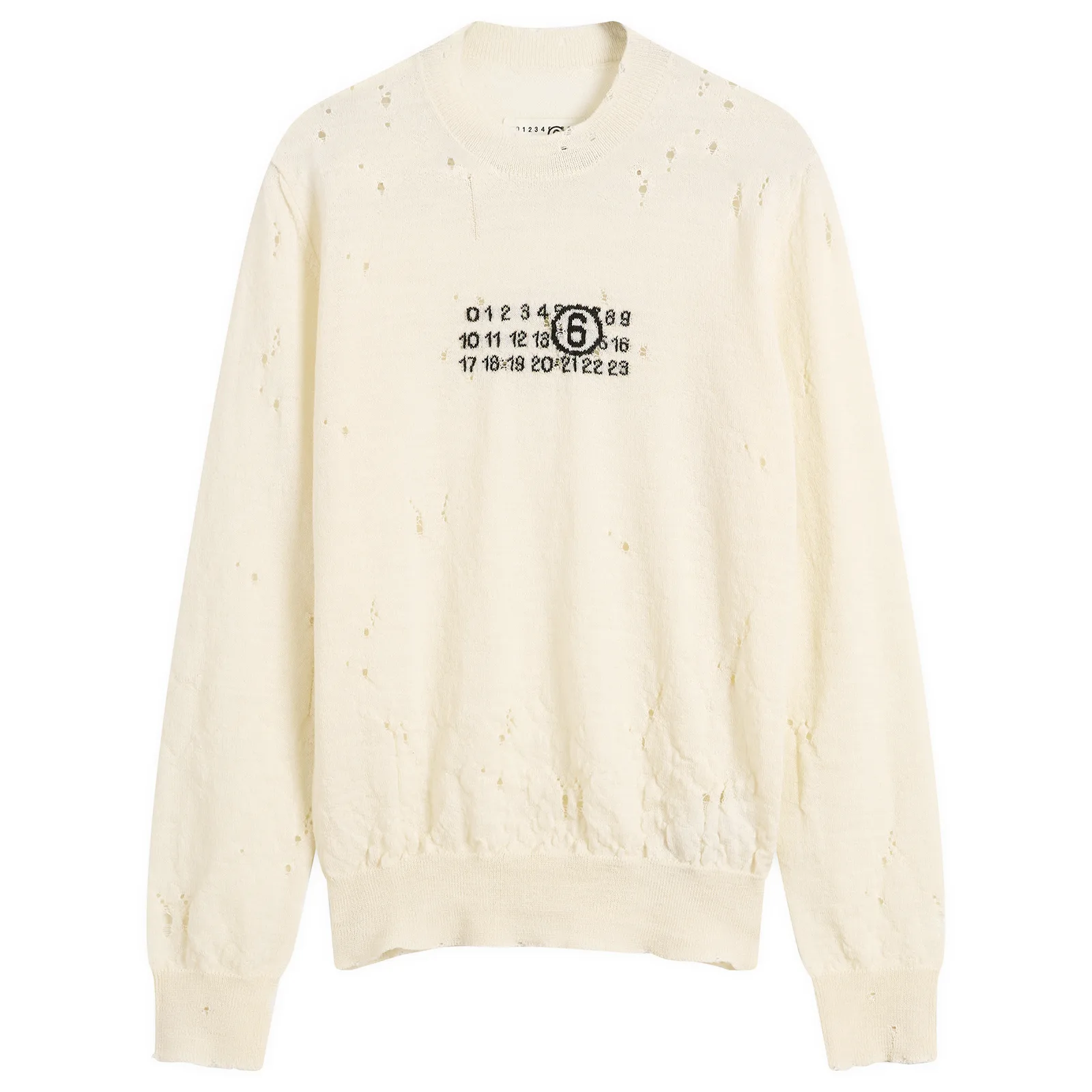 MM6 Maison Margiela Numbers Logo Distressed Knitted Jumper