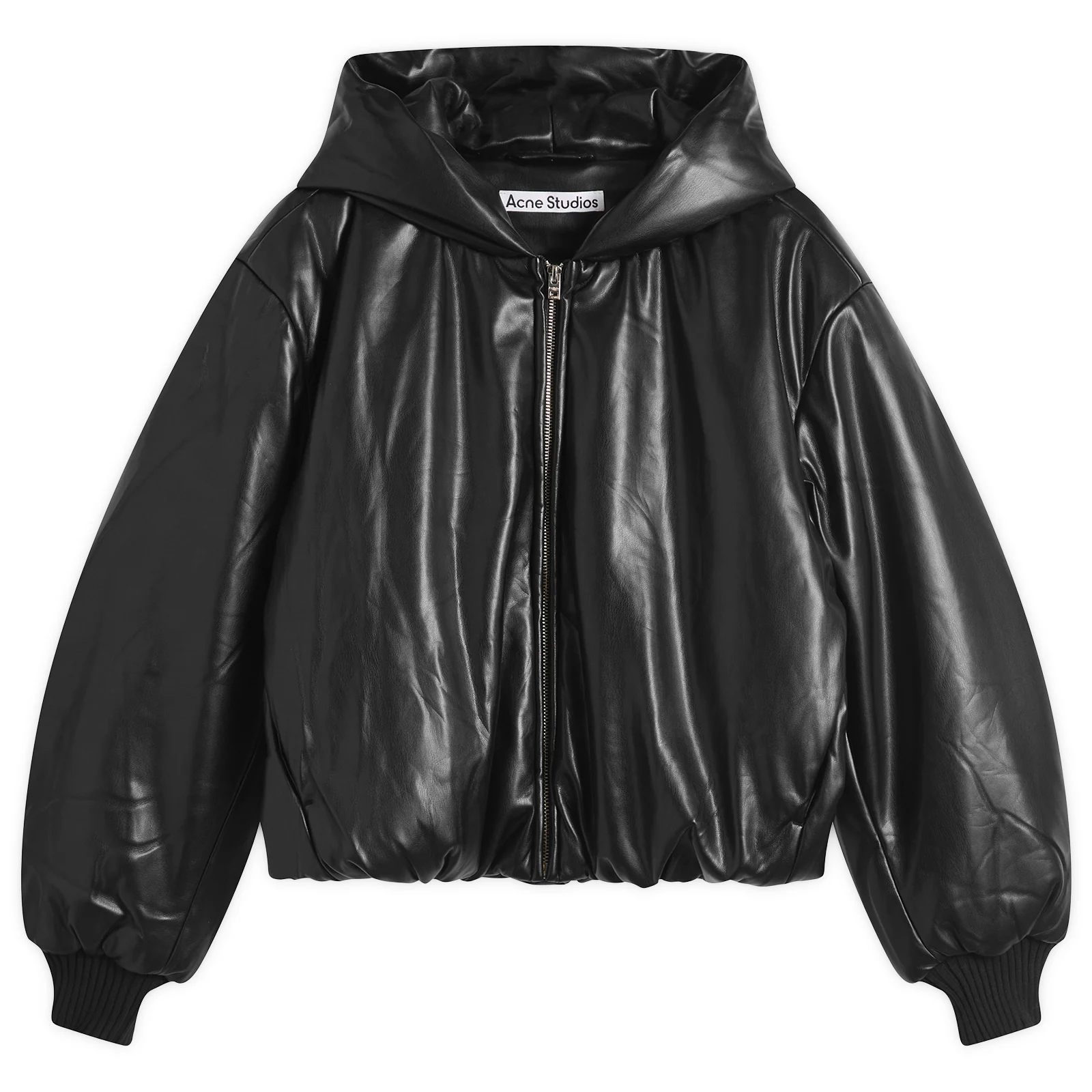 Acne Studios Offy Grainy Faux Leather Hooded Coat