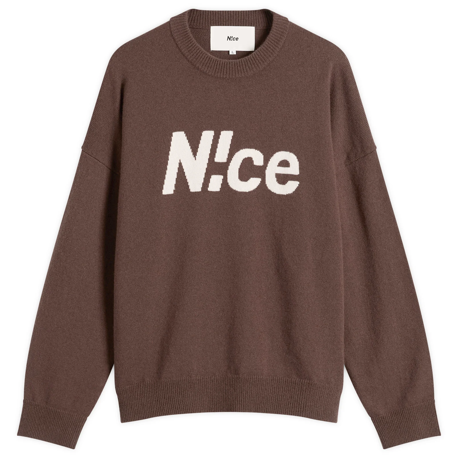 N!ce Intarsia Logo Knit Sweater