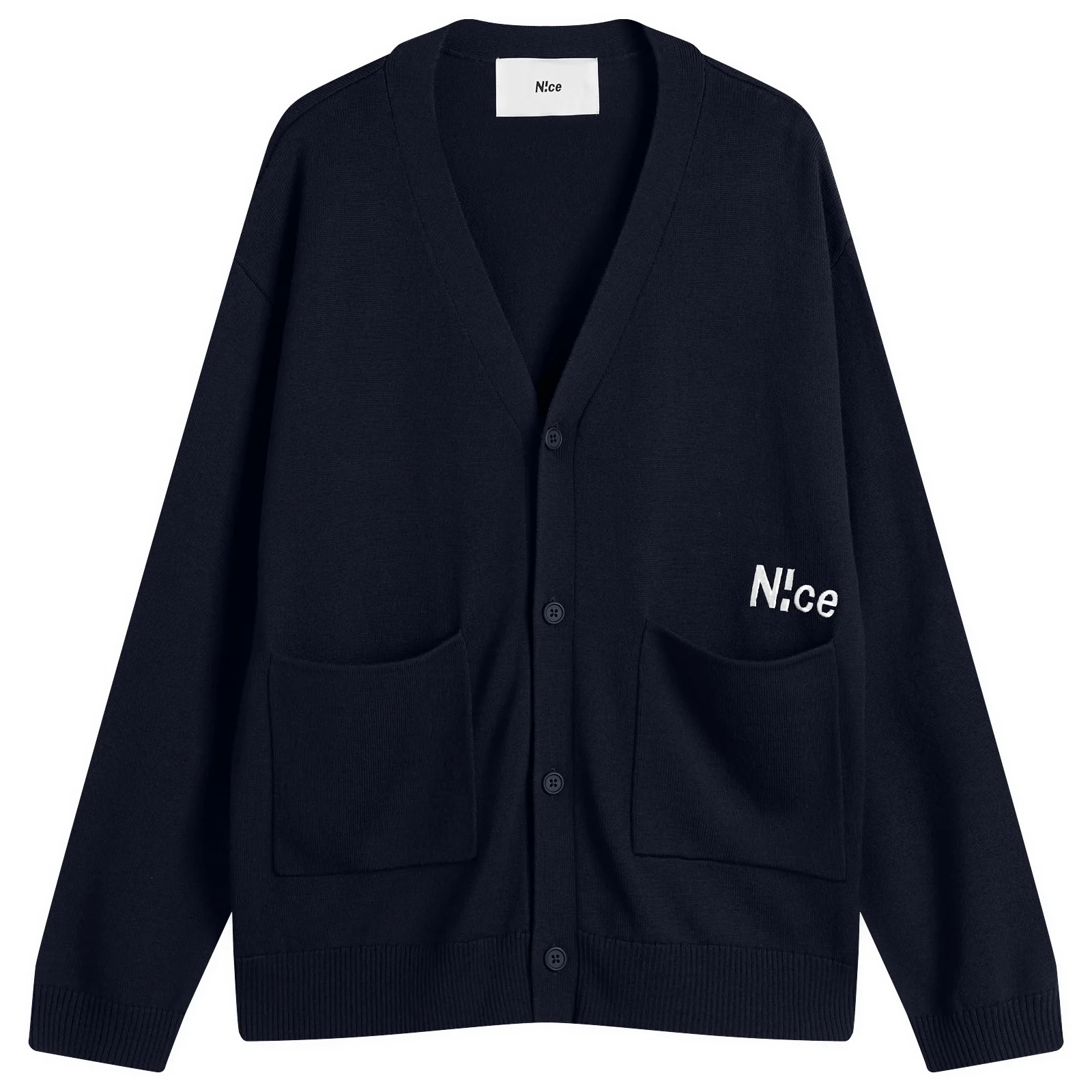 N!ce Embroidered Logo Knit Cardigan