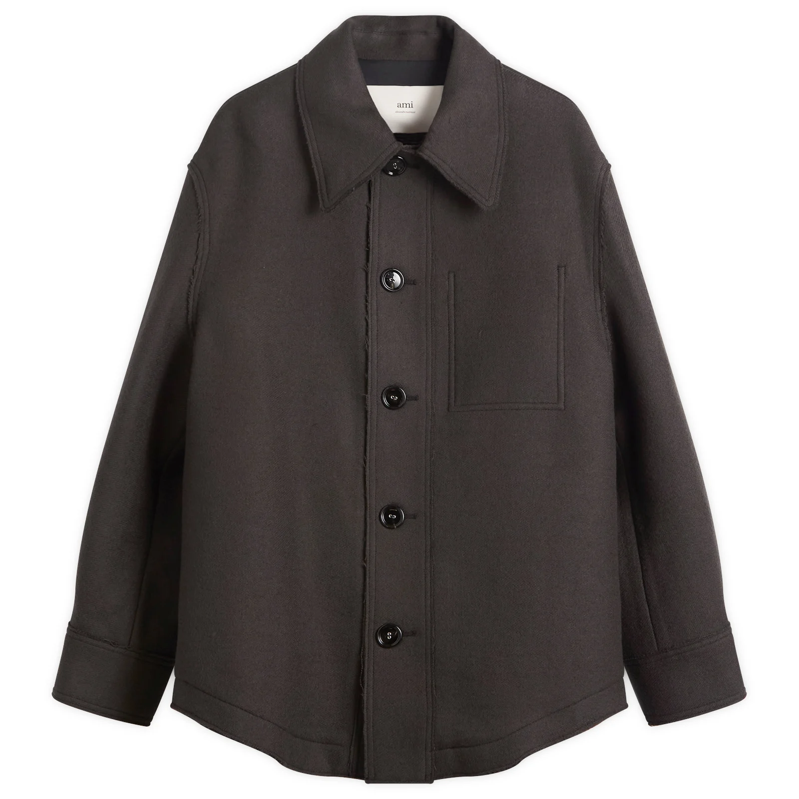 AMI Paris Boiled Wool Gabardine Button-Down Jacket