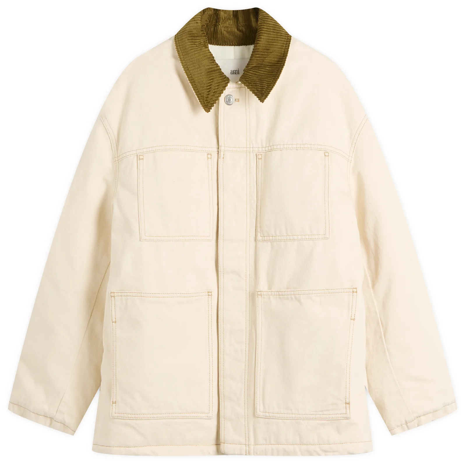 AMI Paris Off-White Cotton Twill Worker Jacket