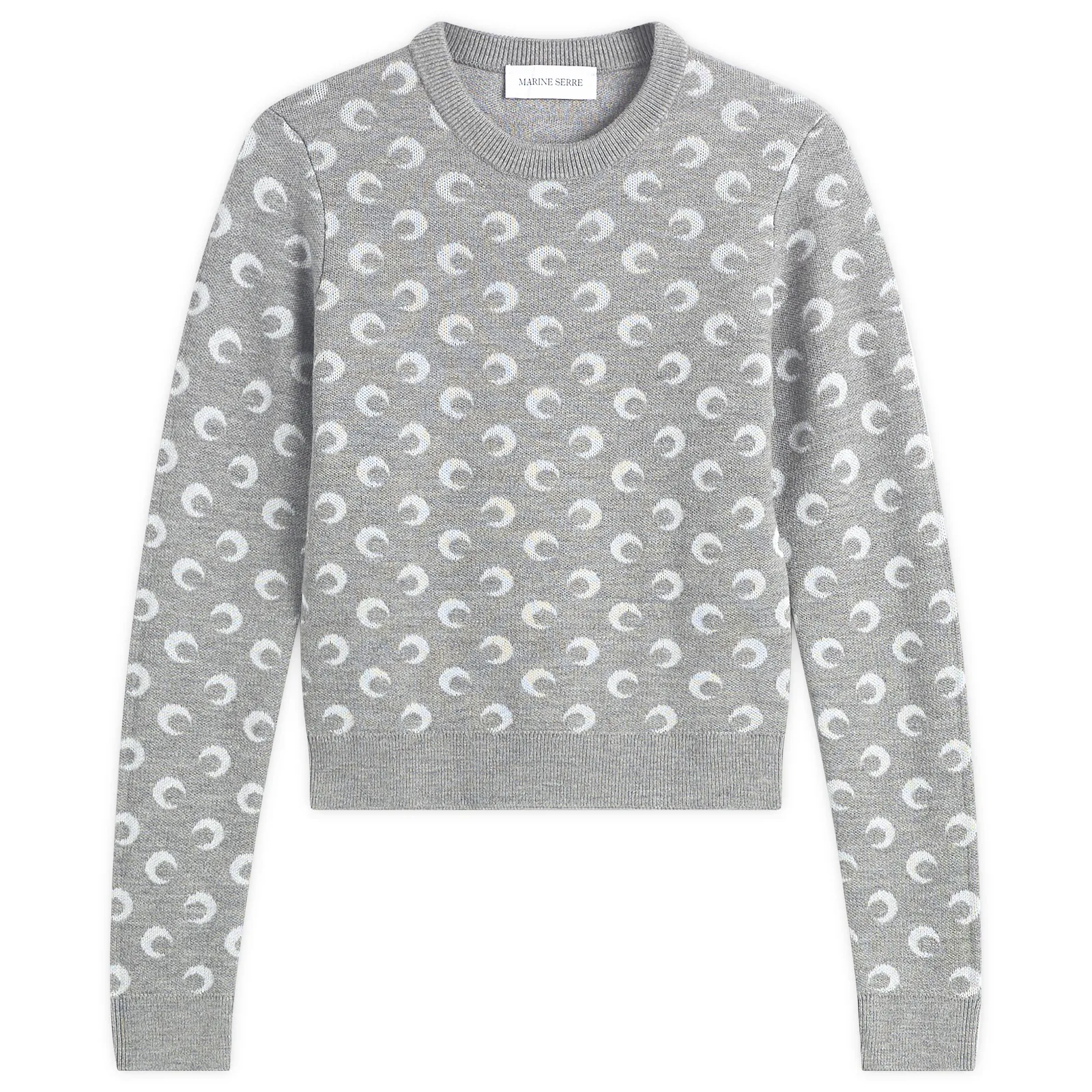 Marine Serre Moon Jacquard Knit Fitted Crewneck Sweater