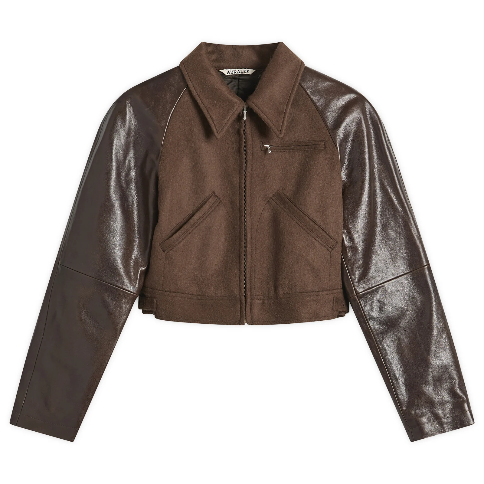 Auralee Flannel Crop Zip Jacket