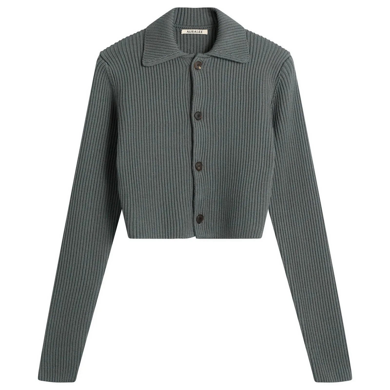 Auralee Crop Knit Shirt Cardigan