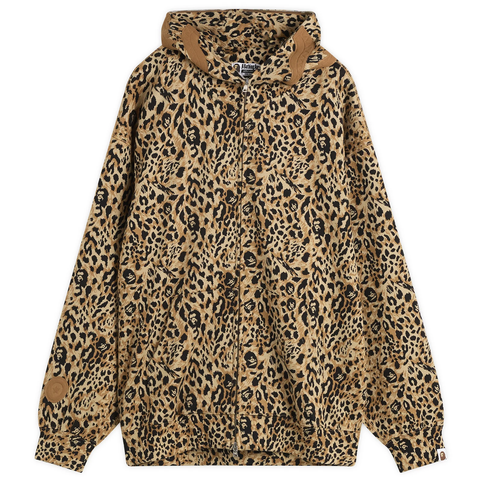 A Bathing Ape Wild Leopard Print Shark Zip Hoodie