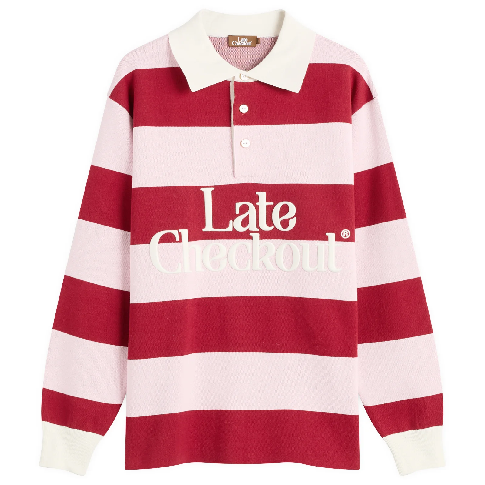 Late Checkout Pink/Burgundy Rugby Polo