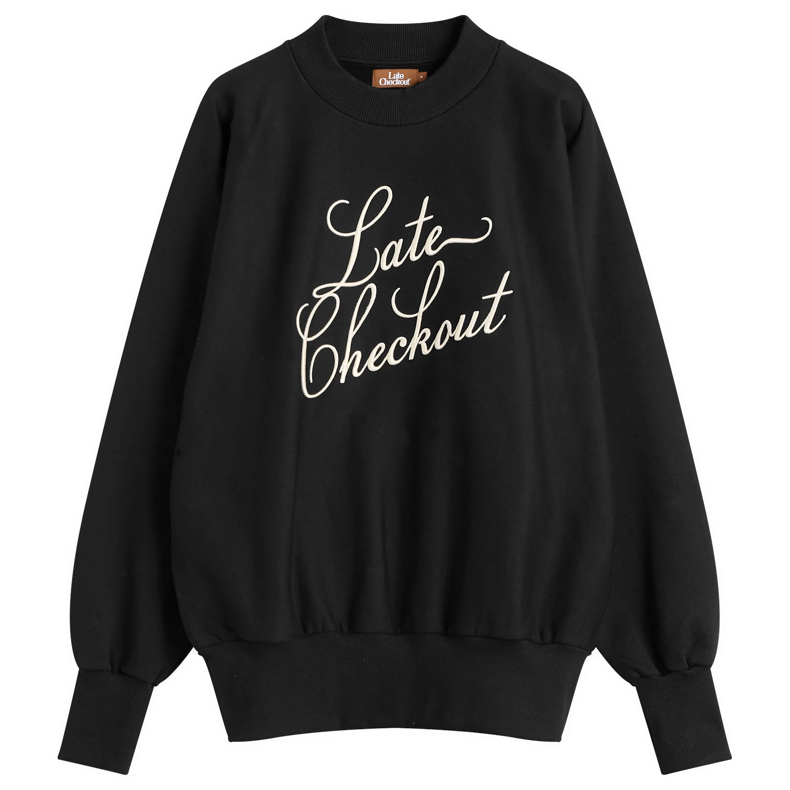 Late Checkout Black/White Script Crewneck Sweatshirt