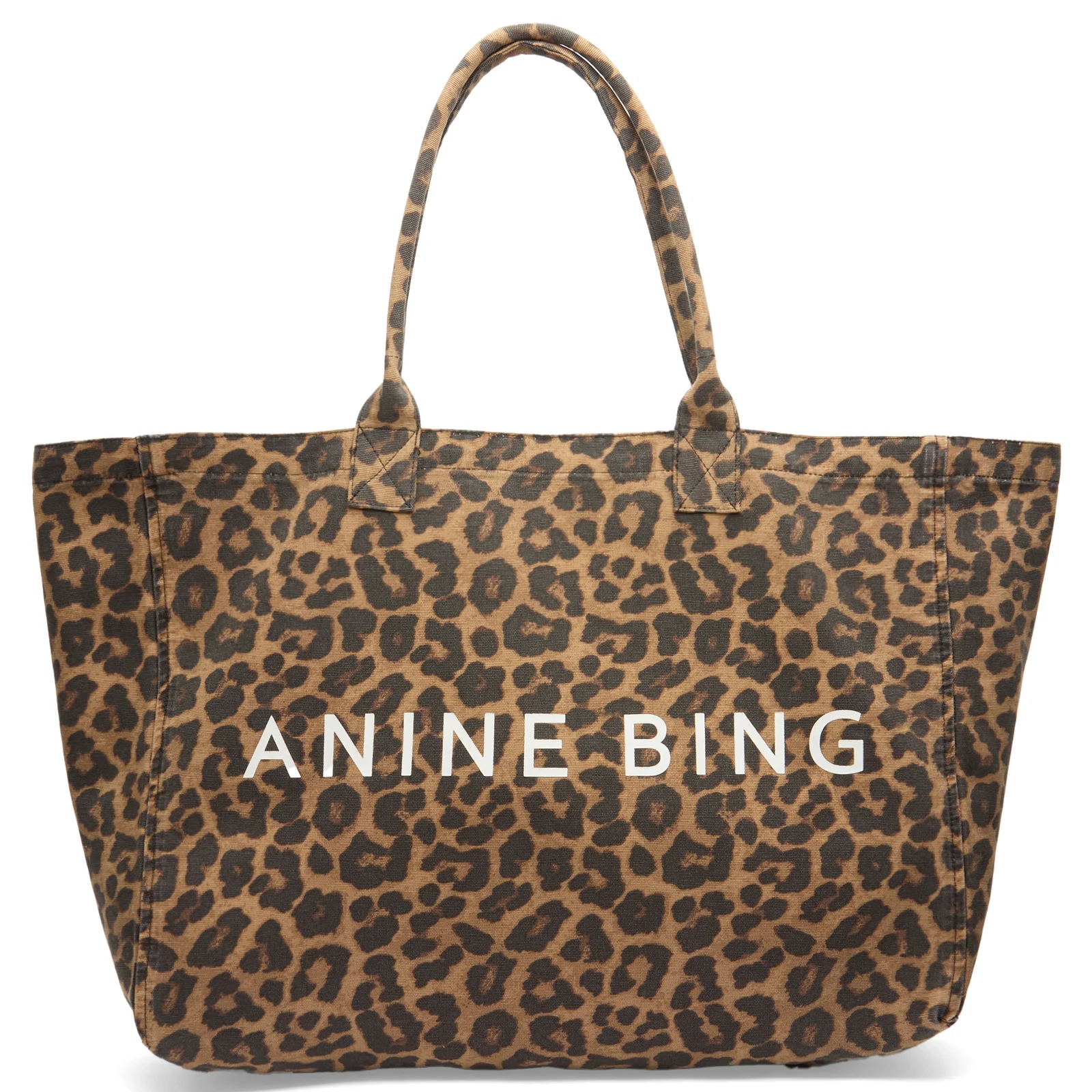 Anine Bing Leo Canvas Tote Leopard Bag