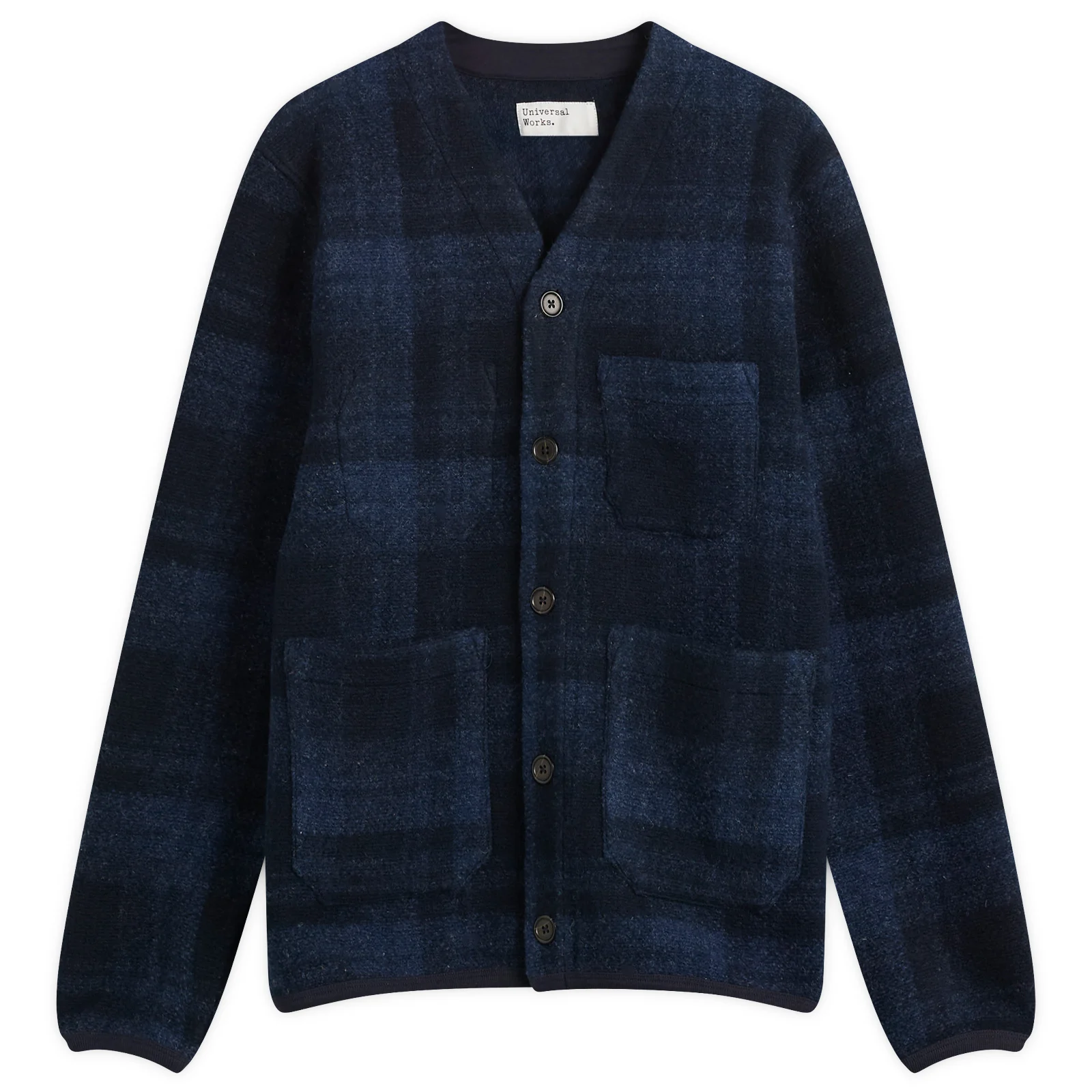 Universal Works MOH Check Fleece Cardigan