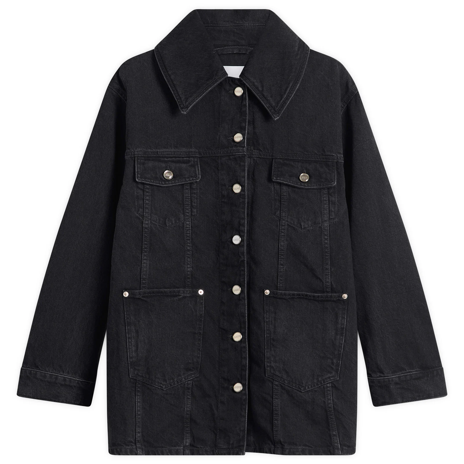 GANNI Rigid Denim Midi Jacket