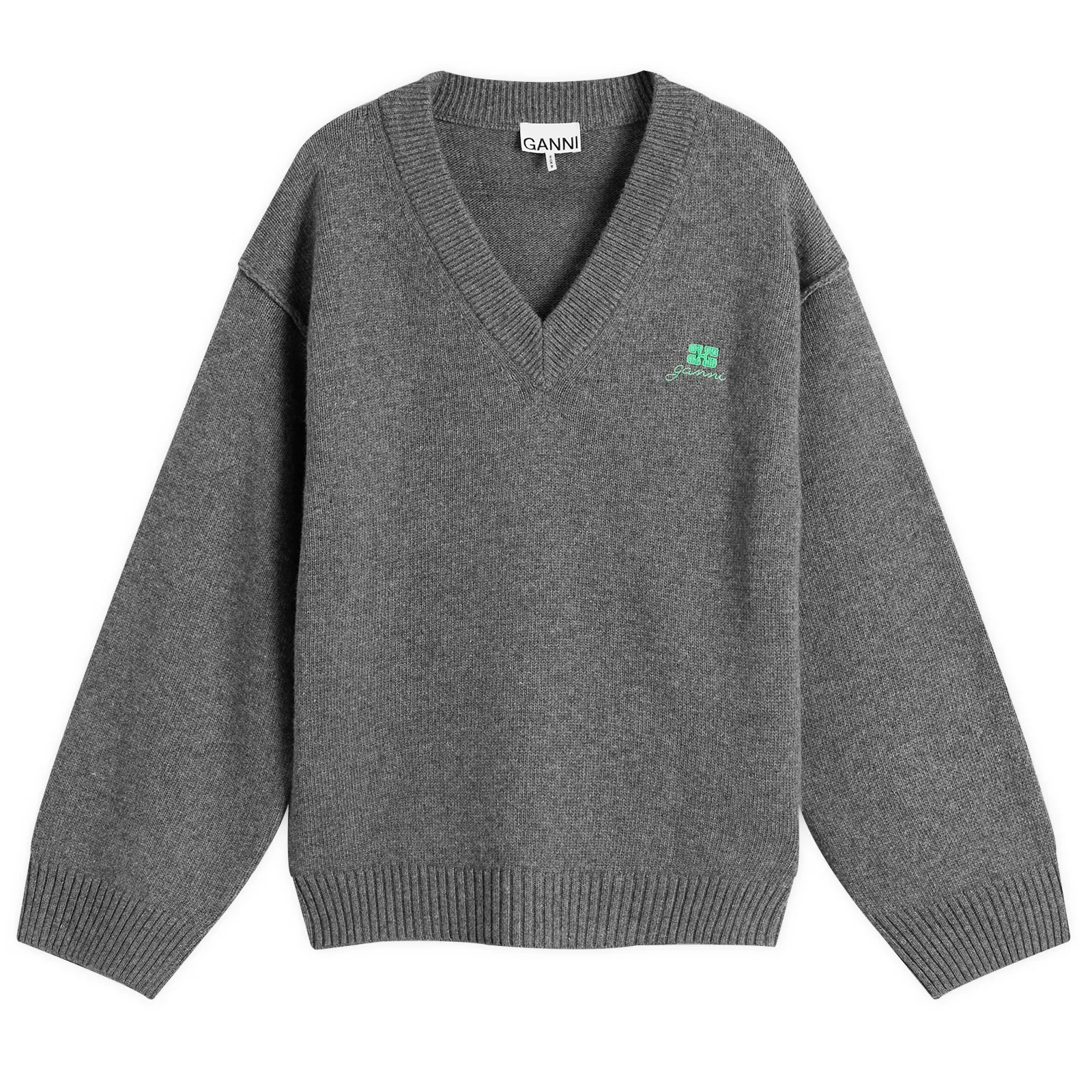 GANNI Core Future Wool Mix V-Neck Jumper