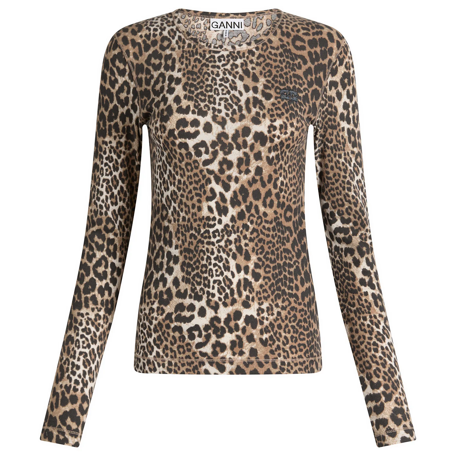 GANNI Soft Cotton Rib Long Sleeve Top