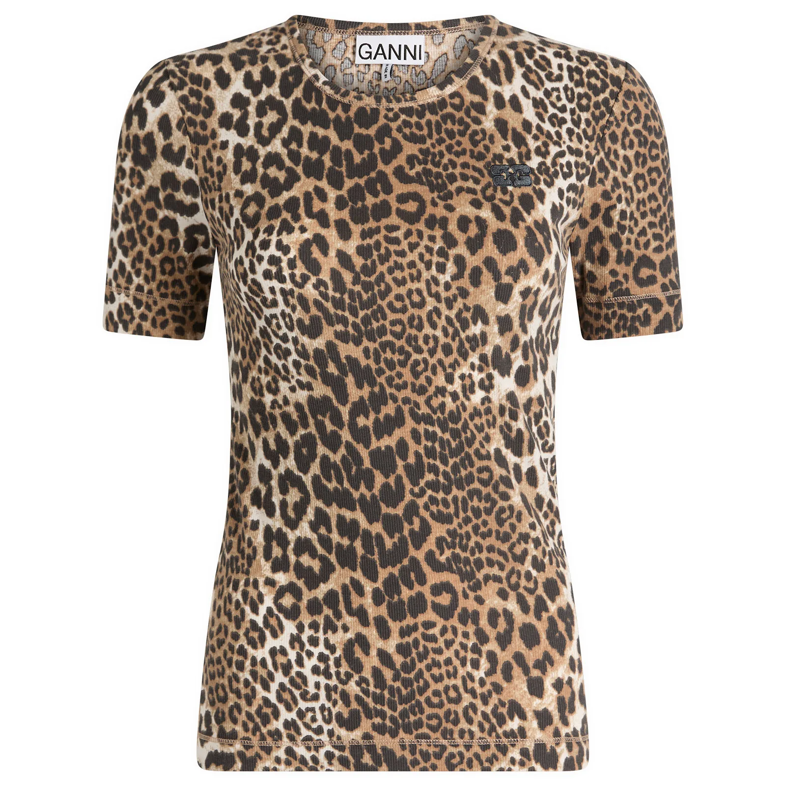 GANNI Soft Cotton Rib Short Sleeve T-Shirt