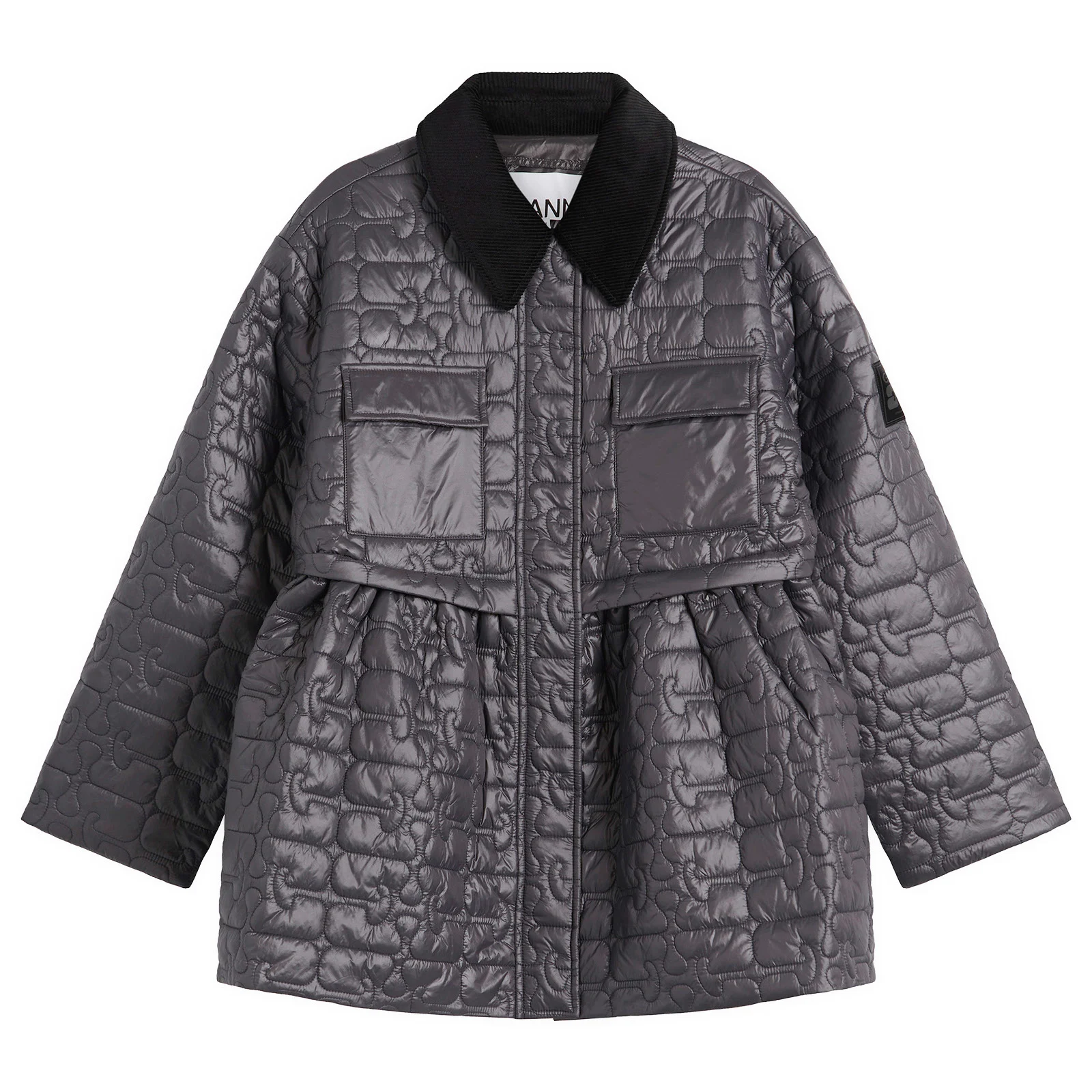 GANNI Shiny Quilt Midi Jacket