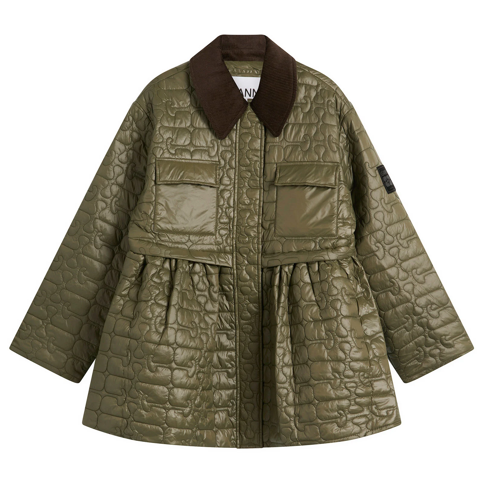 GANNI Shiny Quilt Midi Jacket