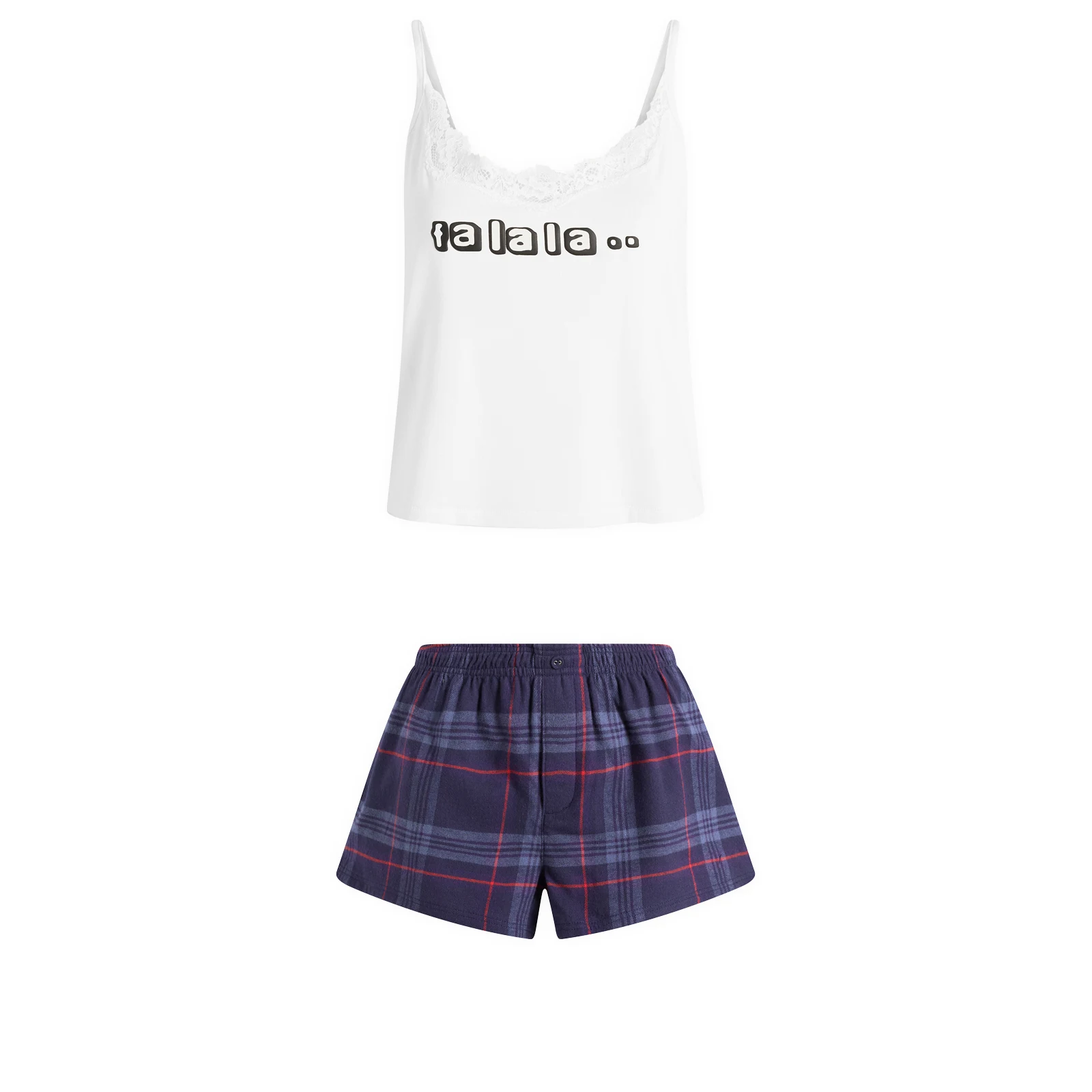 SKIMS x CPFM Sleep Lace Cami & Flannel Short Sleep Set