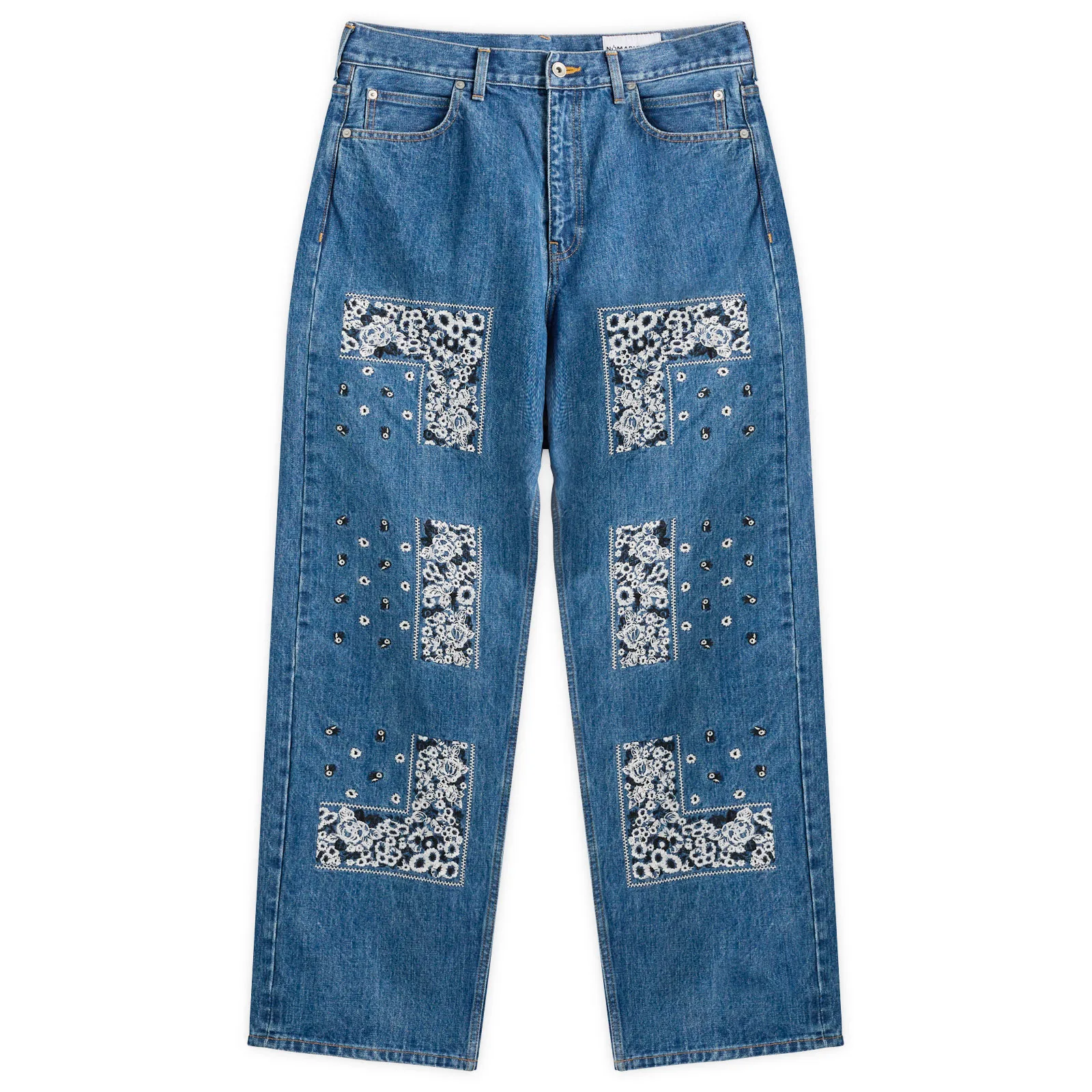 NOMARHYTHM TEXTILE Bandana Embroidery Denim Jeans