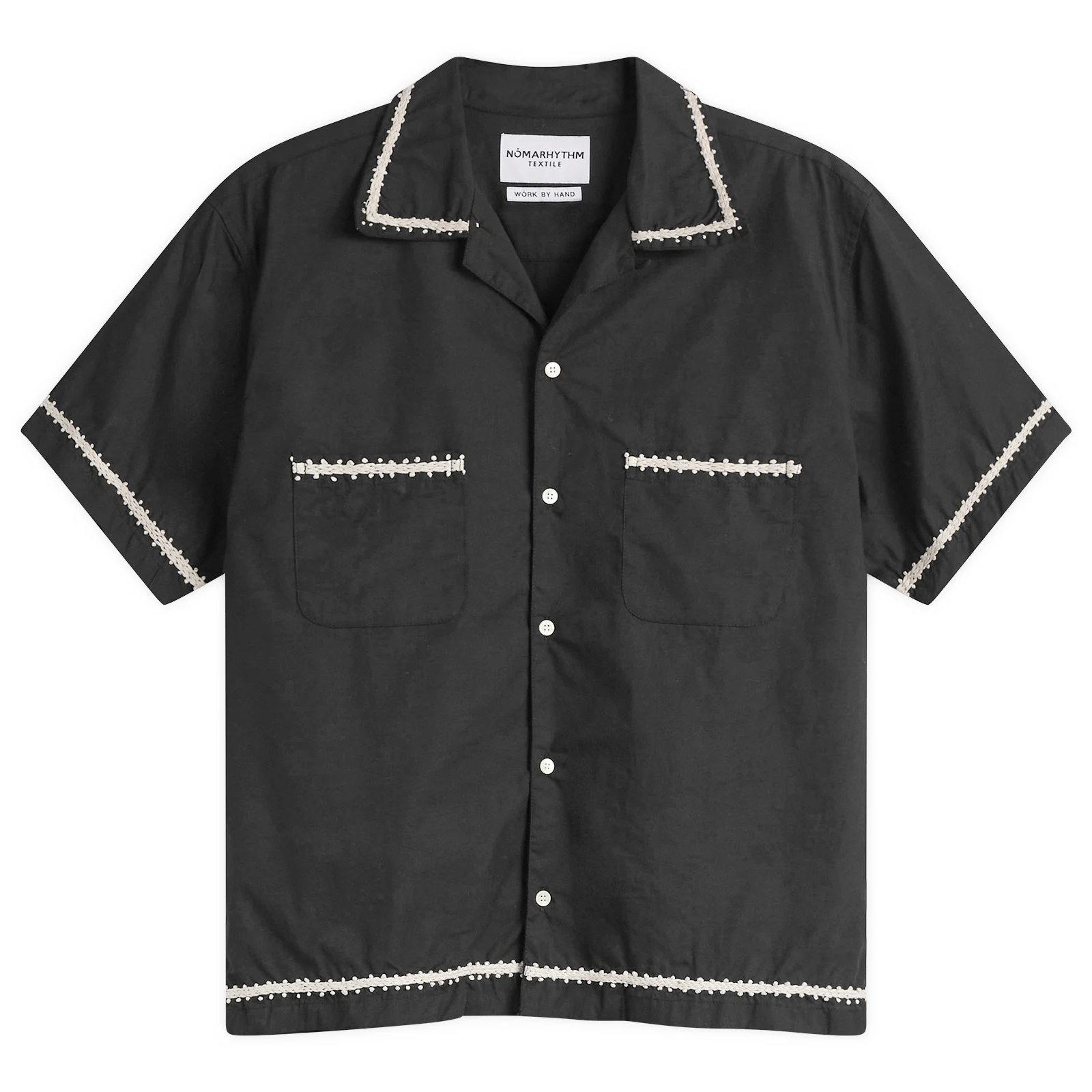 NOMARHYTHM TEXTILE Trim Embroidery Open Collar Shirt
