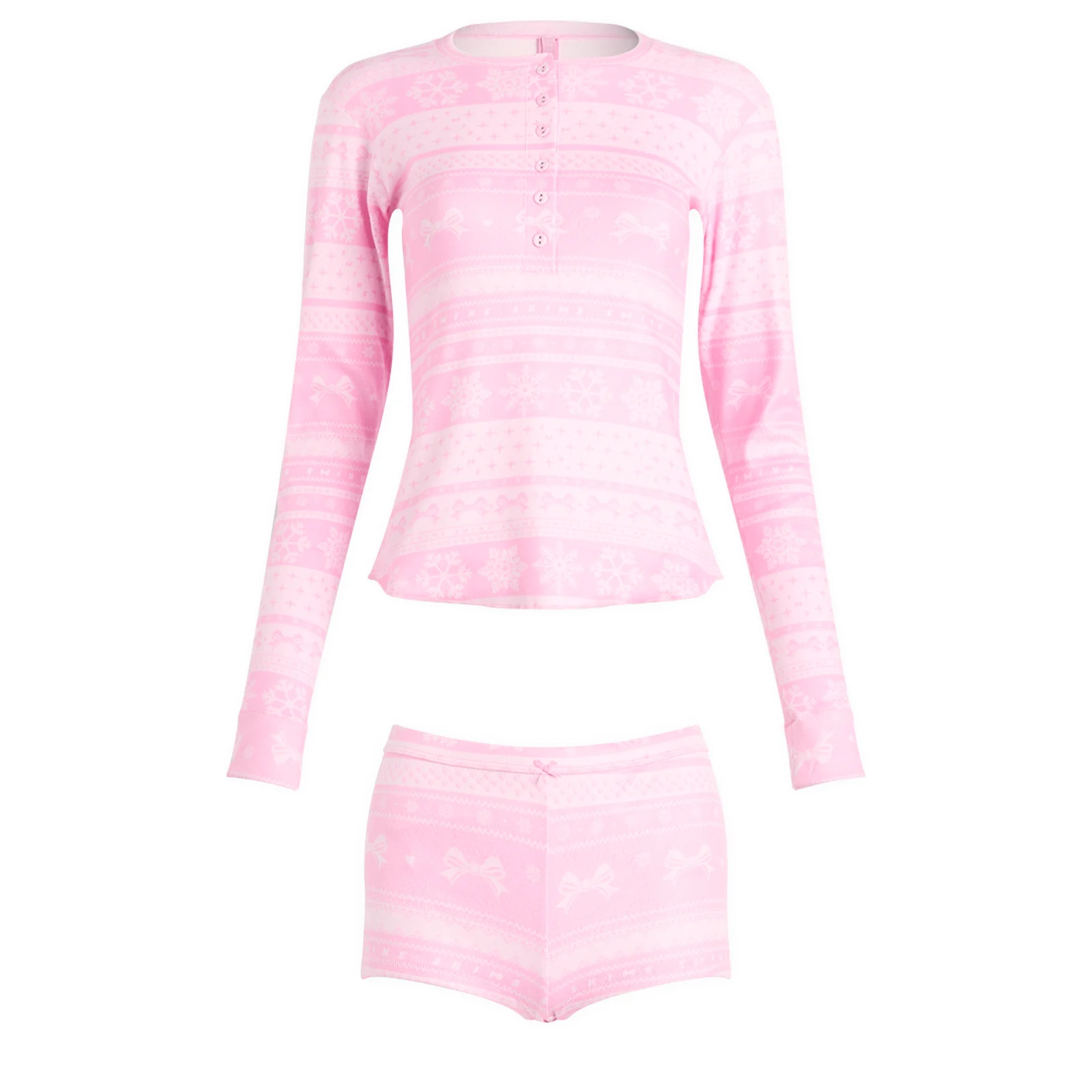 SKIMS Plush Pointelle Henley & Short Set
