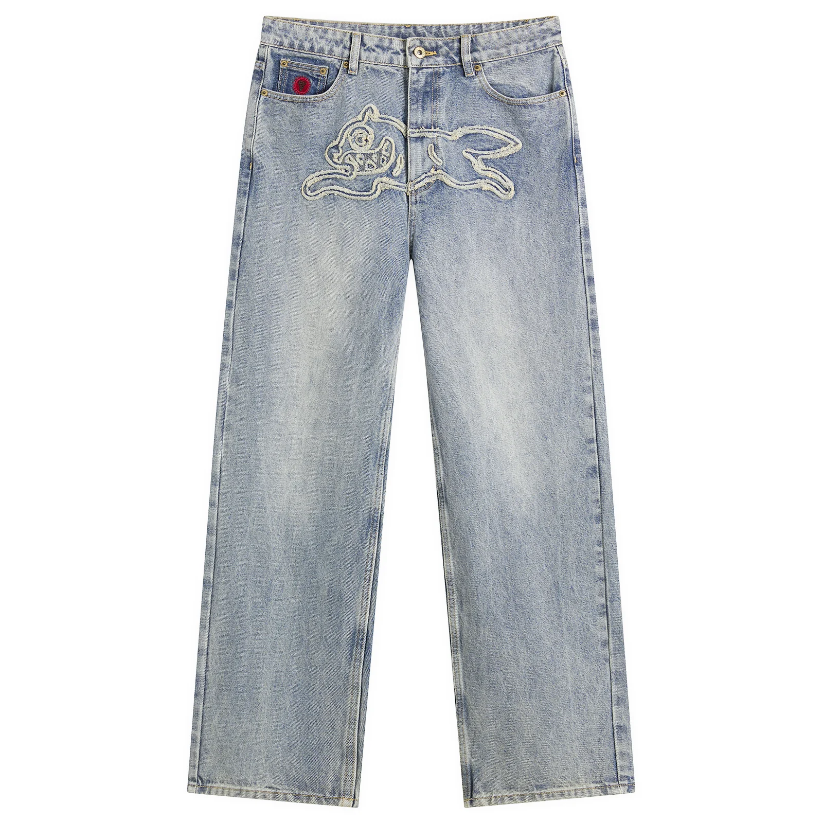 ICECREAM Distressed Running Dog Denim Pants