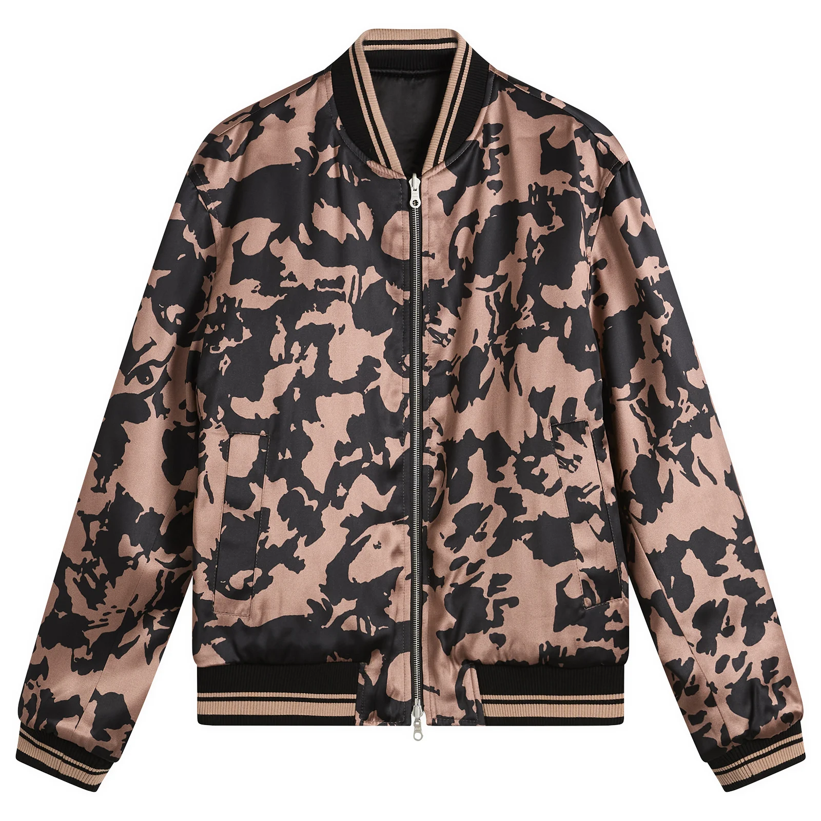 Dries Van Noten Abstract Floral Satin Reversible Bomber