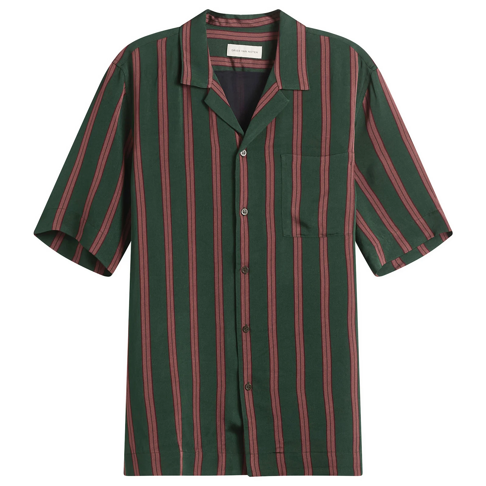 Dries Van Noten Fluid Striped Viscose Silk Shirt