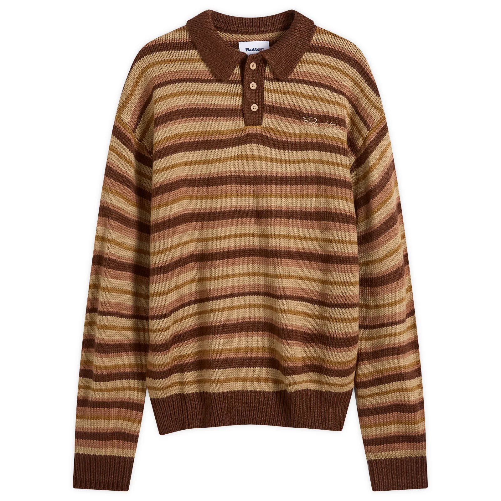 Butter Goods Ombre Stripe Knit Polo Sweater