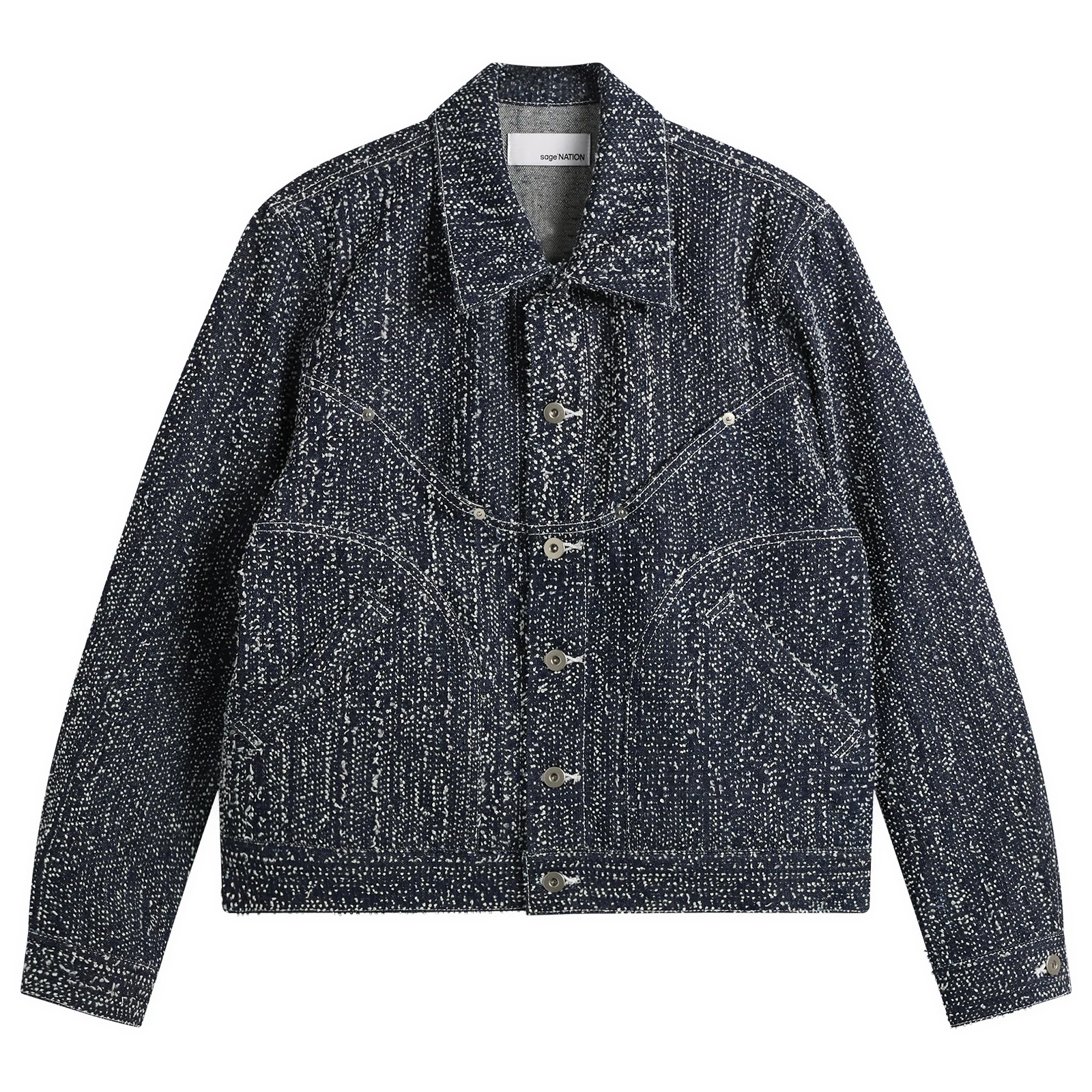 Sage Nation Needle Punch Denim Jiji Jacket