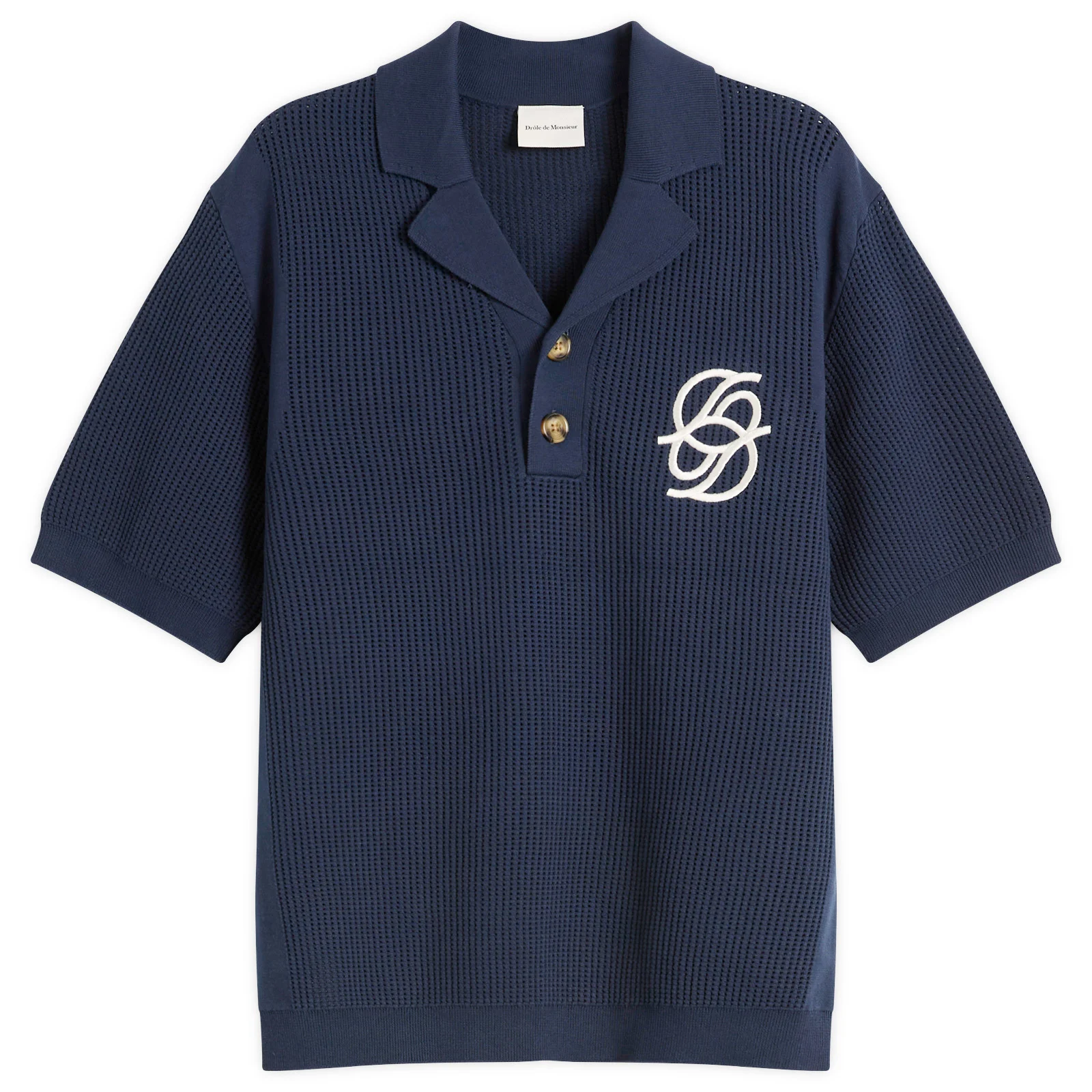 Drôle de Monsieur Monogramme Open Weave Polo