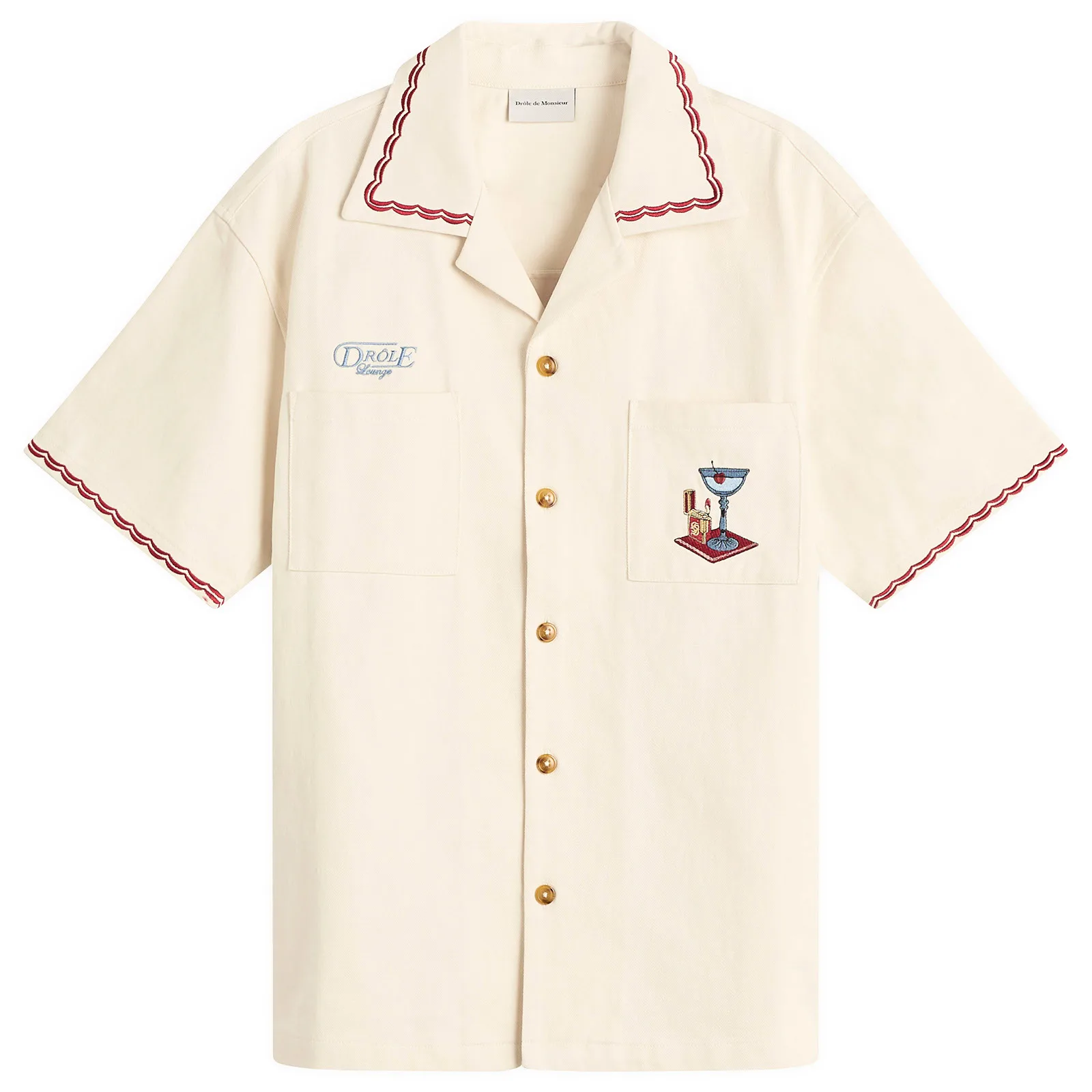 Drôle de Monsieur Cotton Cocktail Open Collar Shirt