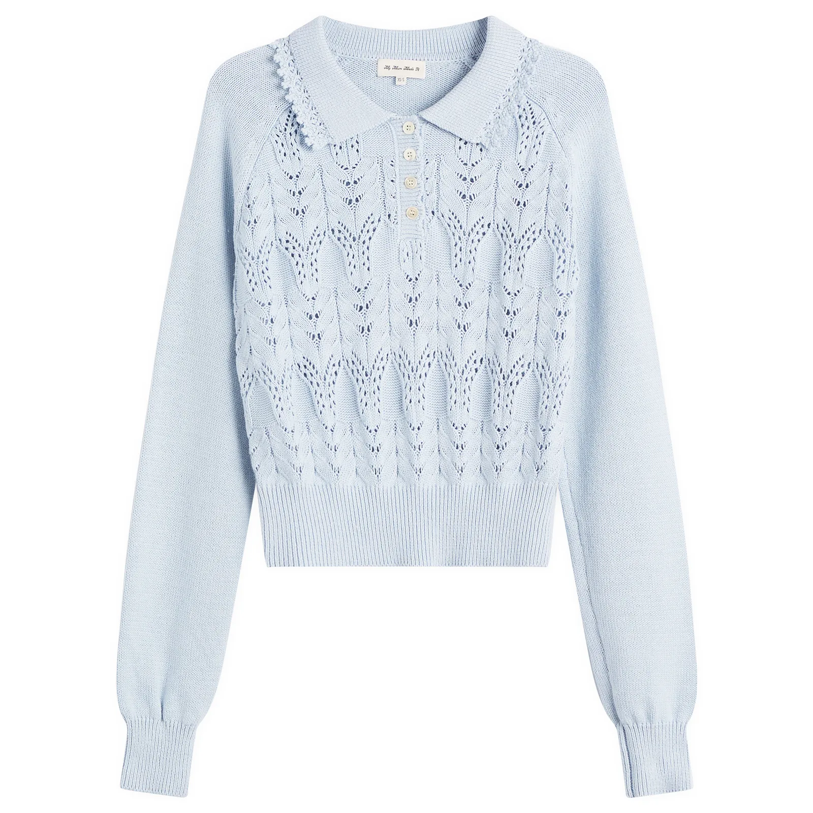 My Mum Made It Buttoned Lace Knit Pullover