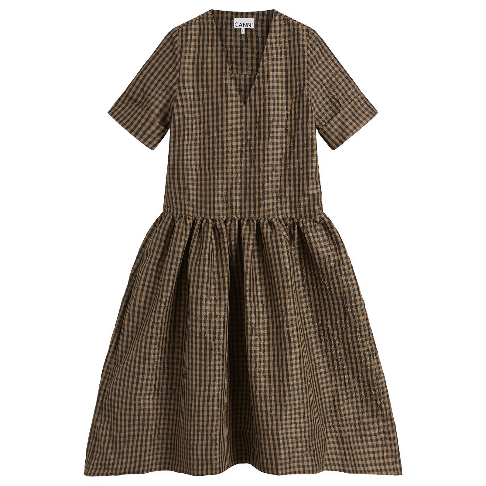 GANNI Check Long Dress