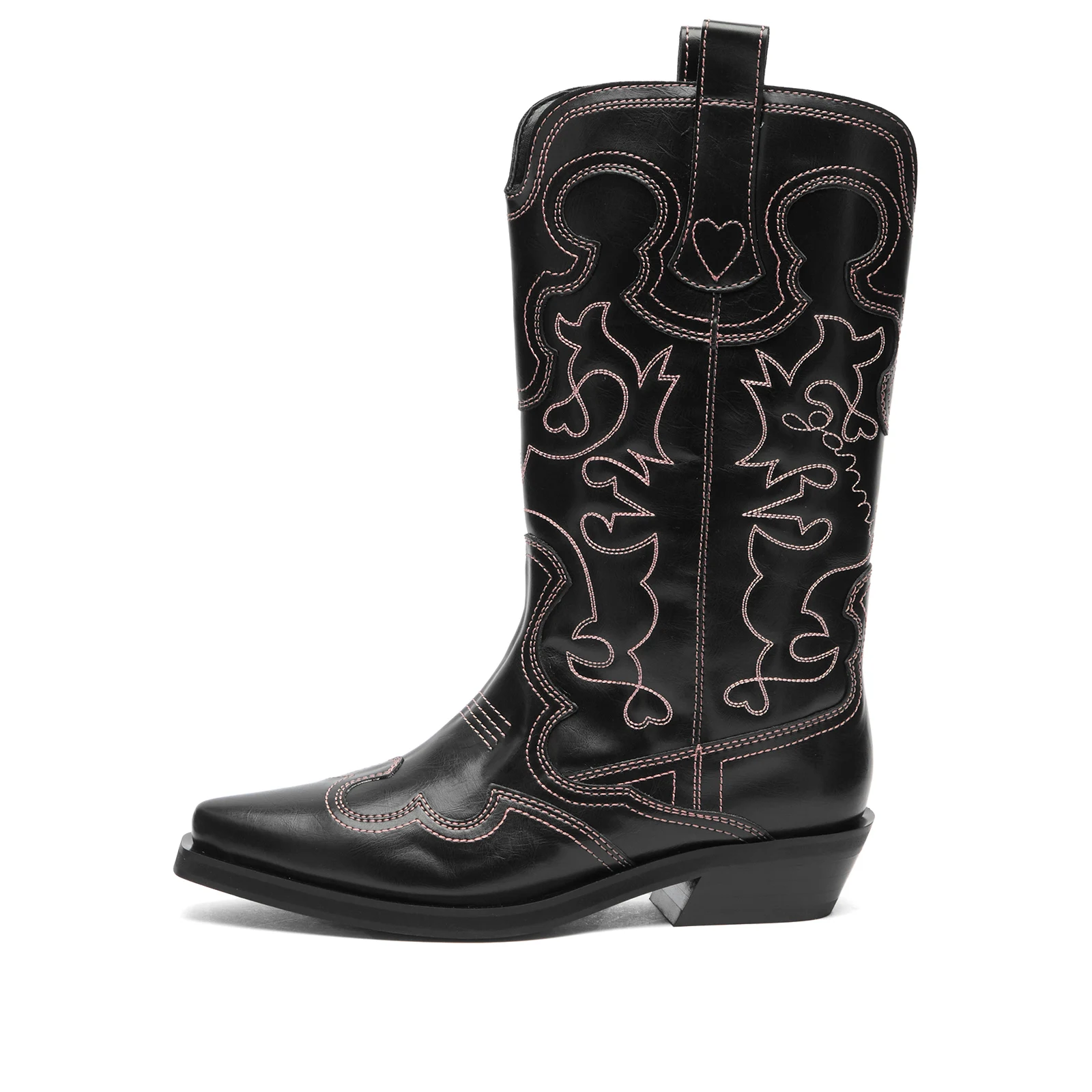 GANNI Mid Shaft Embroidered Western Boots